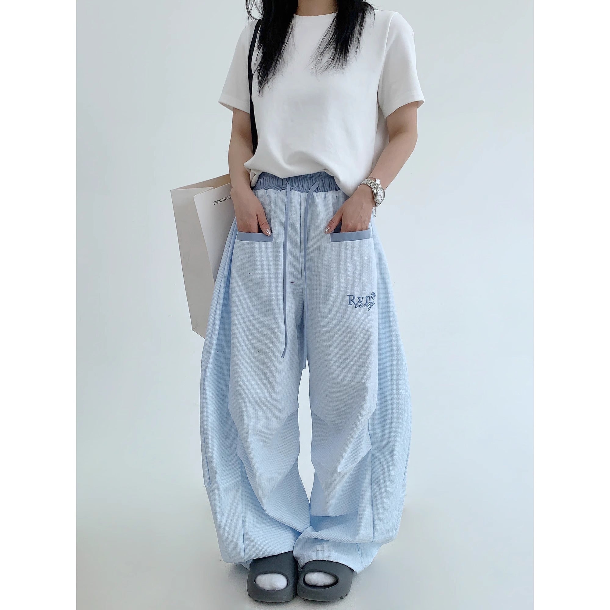 Tuck Drape Casual Wide-Leg Pants MW10159