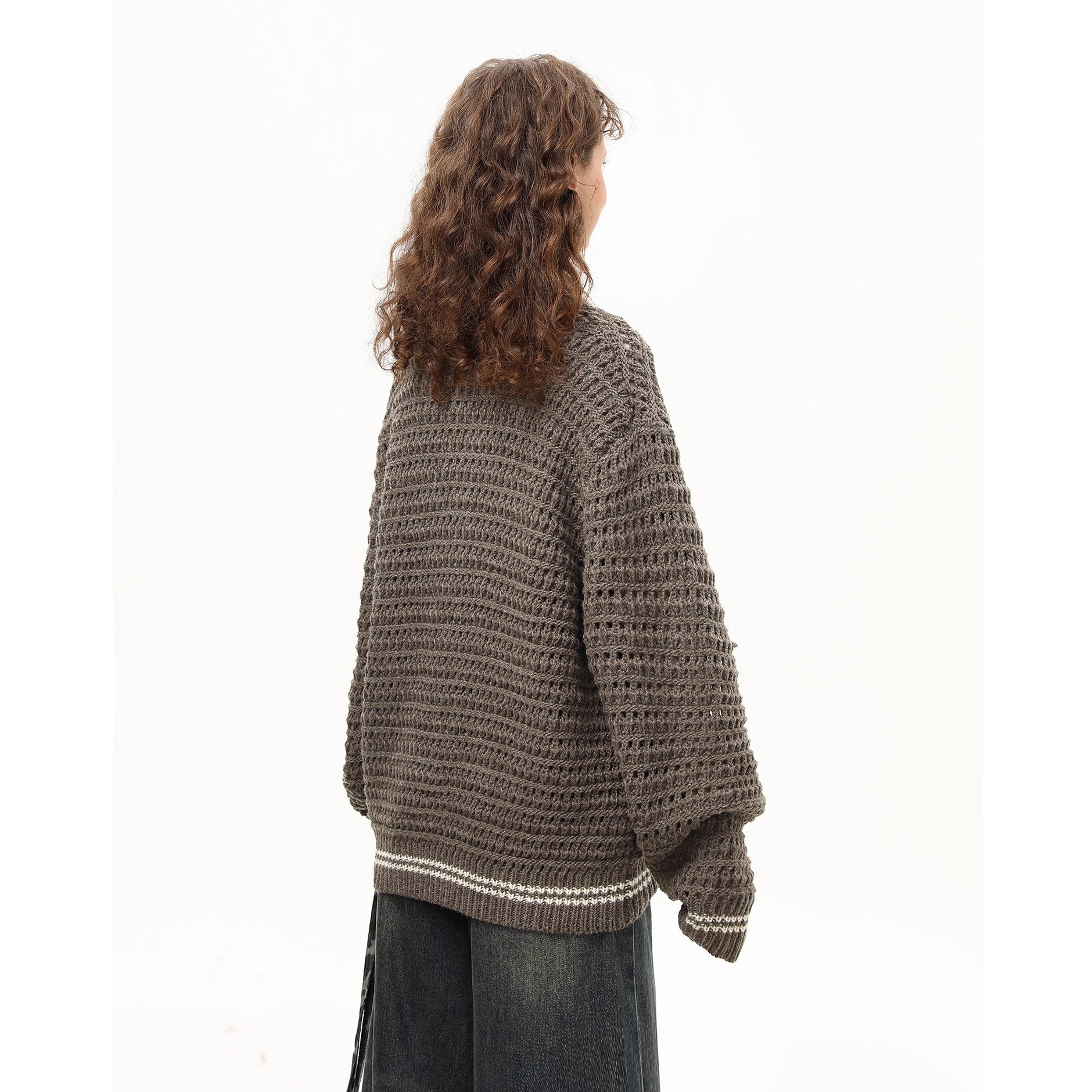Vintage Polo Collar Crochet Knit Jacket MW10264