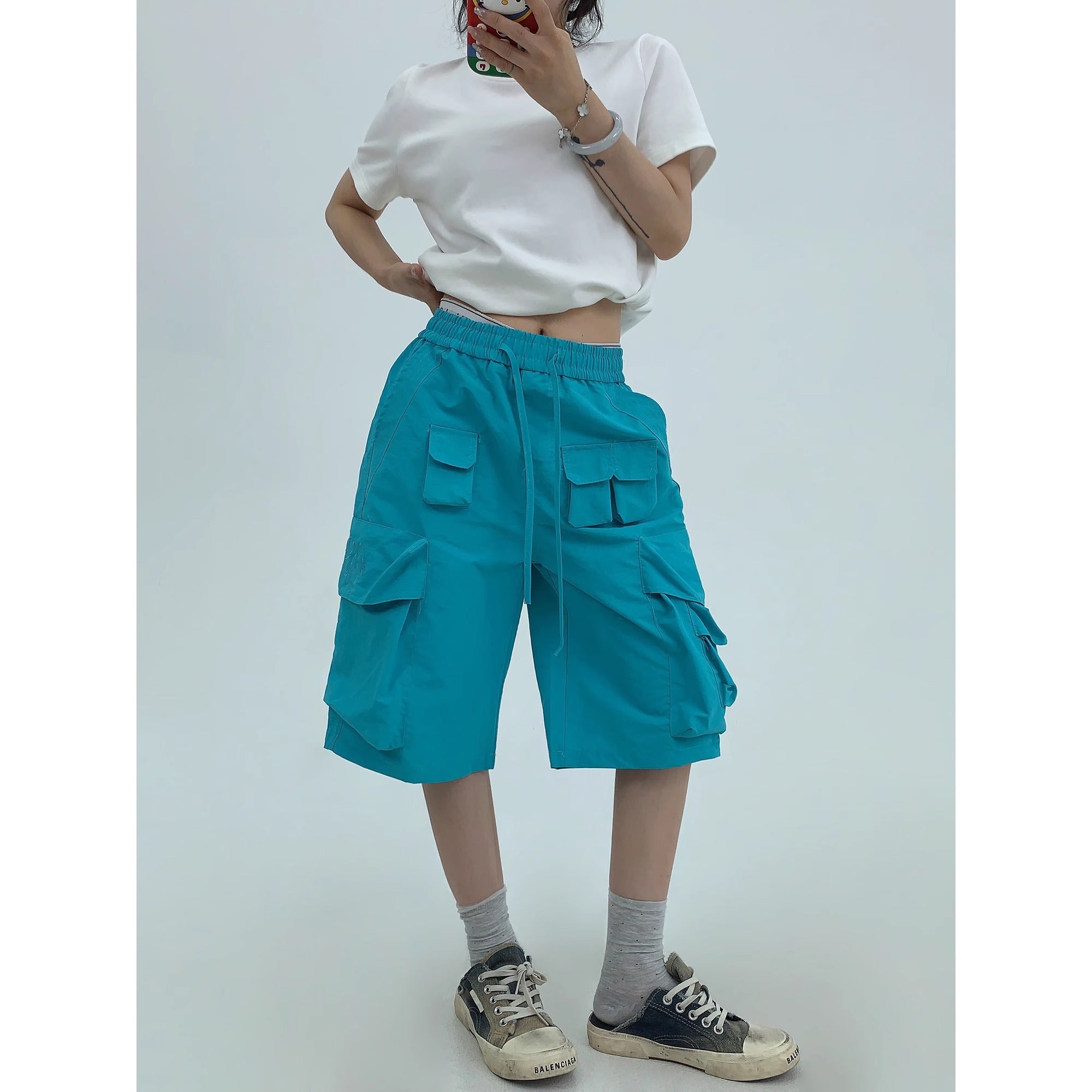 Embroidery Loose Half Cargo Pants MW10173