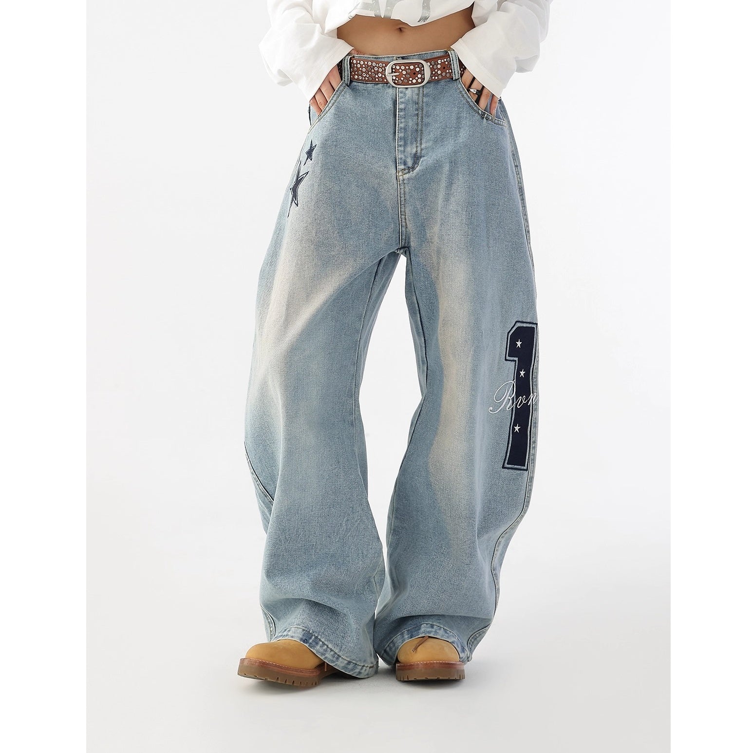 Vintage Embroidery Star Made Aged Curve Jeans AC7163