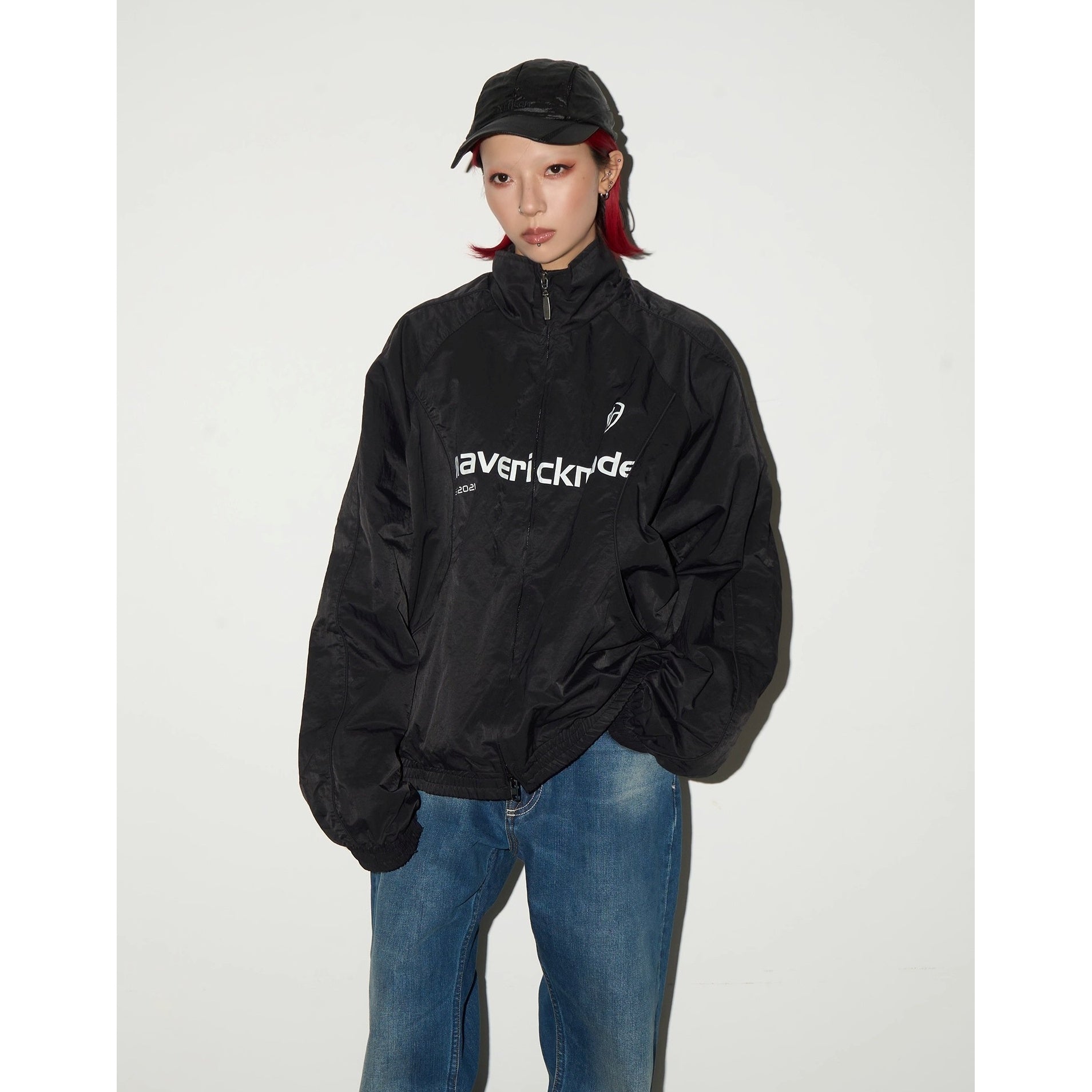Street Sports Monogram Print Stand Collar Jacket MN9049