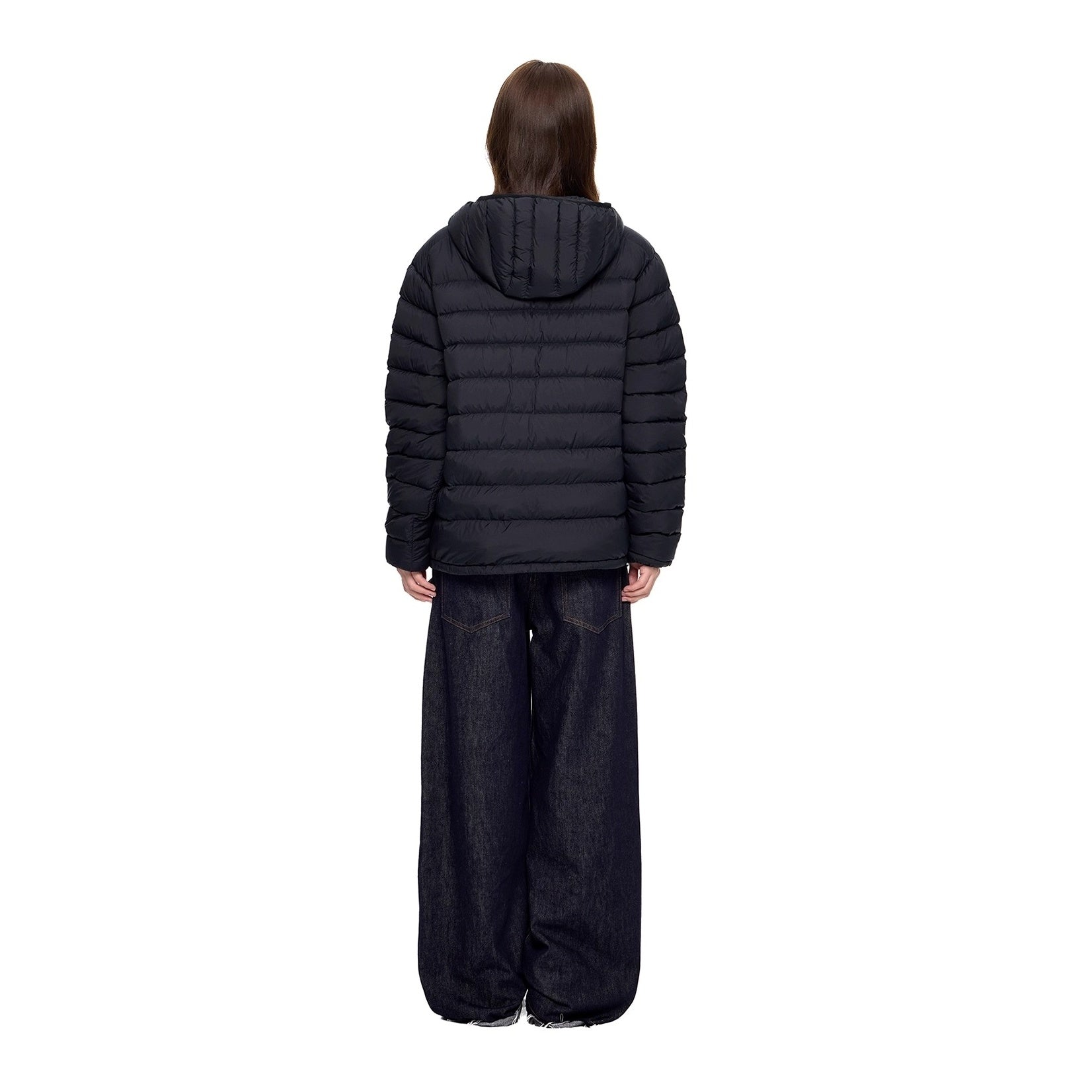 Rib Print Hooded Light Down Jacket EZ247