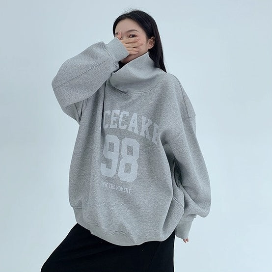 Turtleneck Number Logo Oversize Sweat OS2069