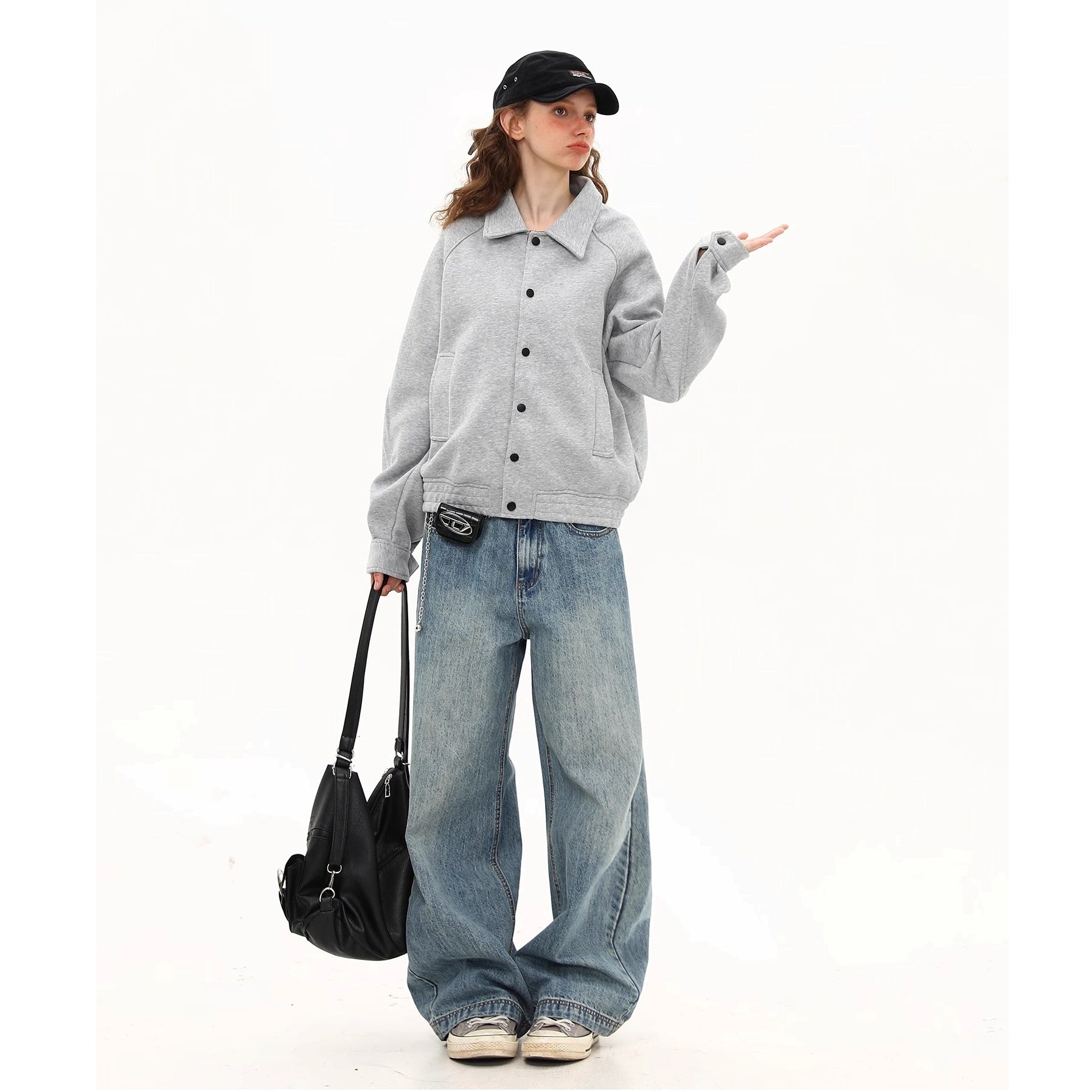 Square Collar Button-down Sweat Jacket MW10262