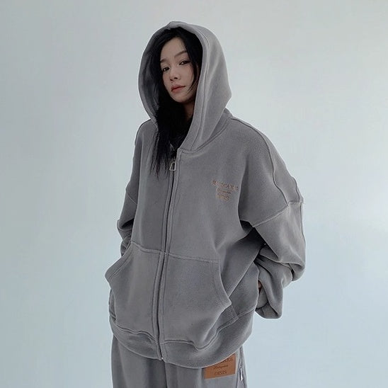【上下別売り】Relaxed Simple Fleece Hooded Jacket ＆ Pants Set-up OS2077