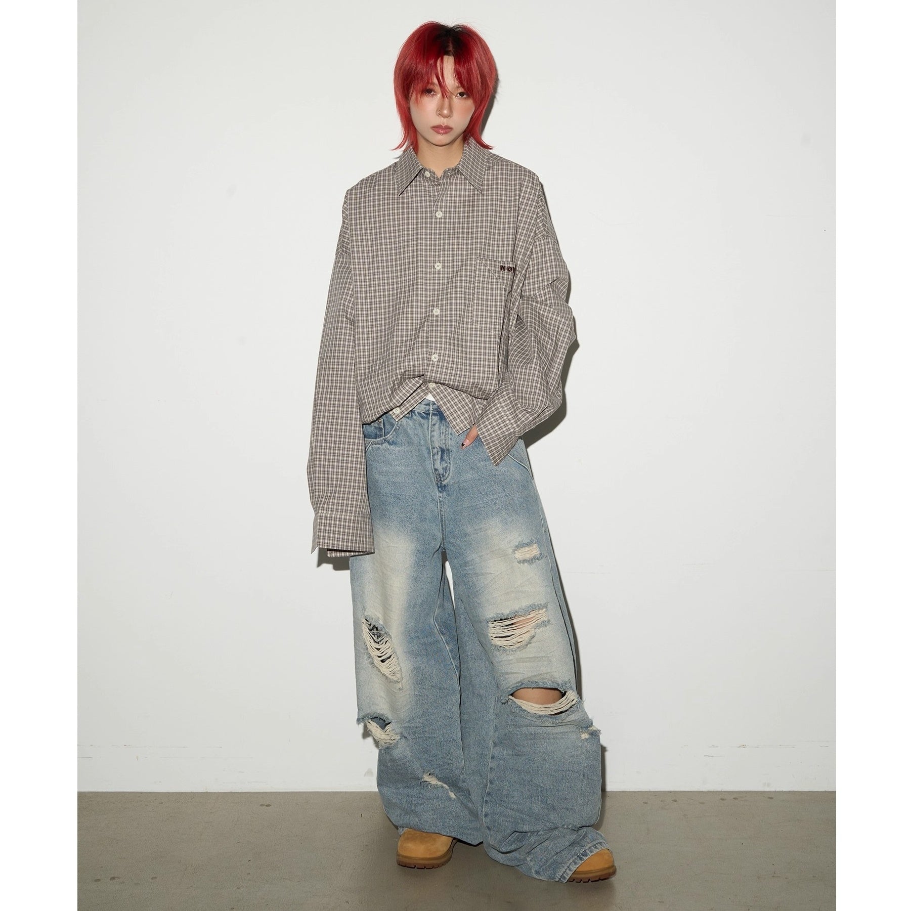 Retro Plaid Cropped Shirt Jacket MN9005