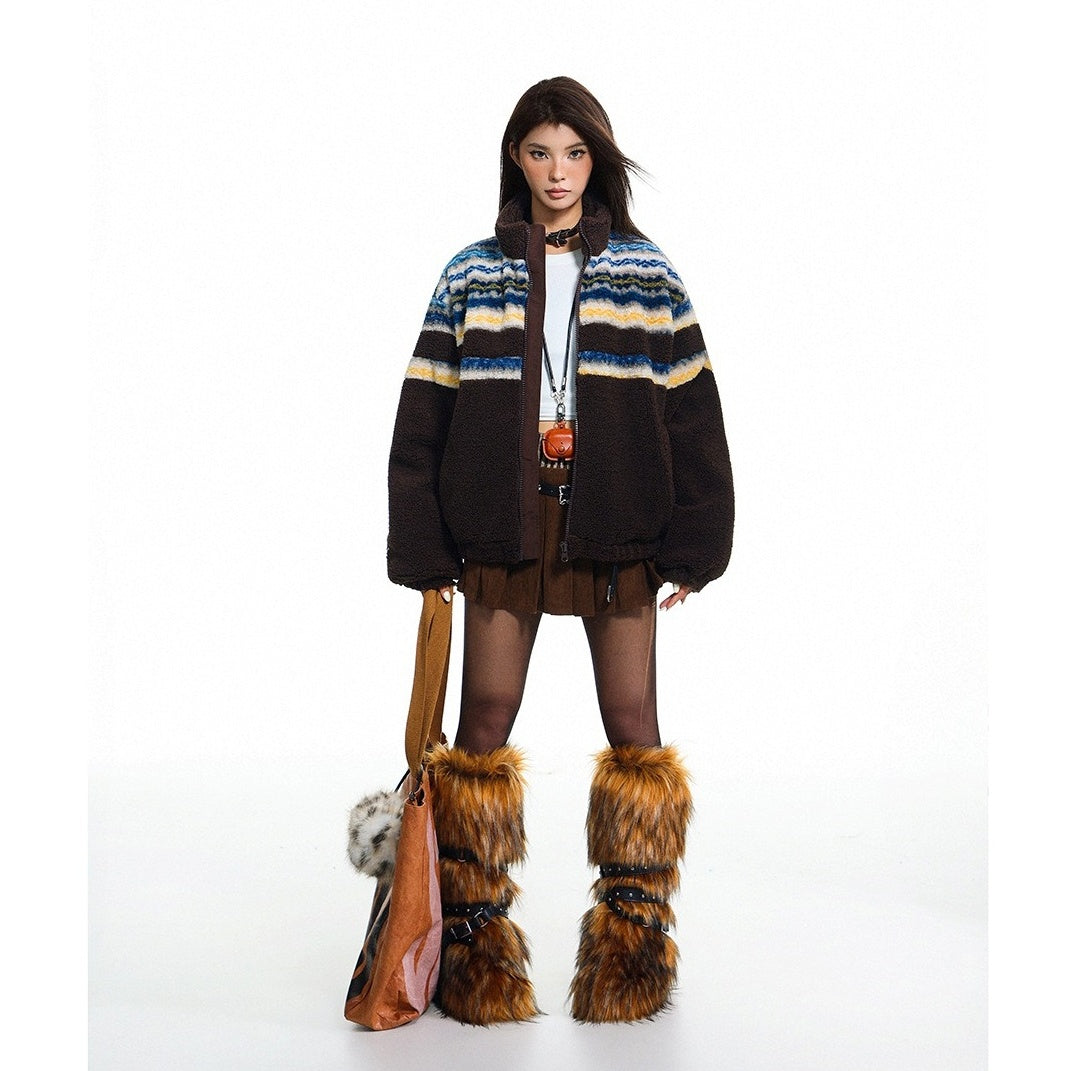 Nordic Pattern Boa Padded Jacket MY32