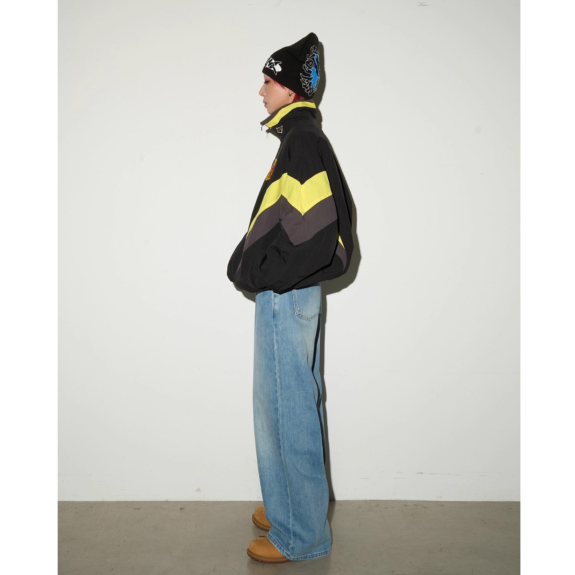 Stand Collar Contrasting Zip Jacket MN9044