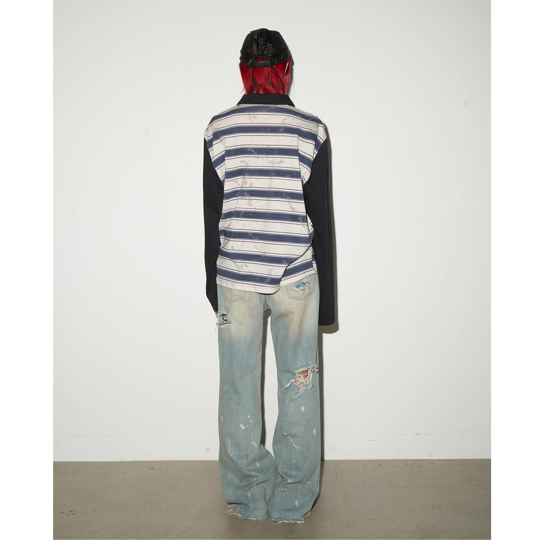 Dirty Layers Print Border Polo Collar T-shirt MN9025