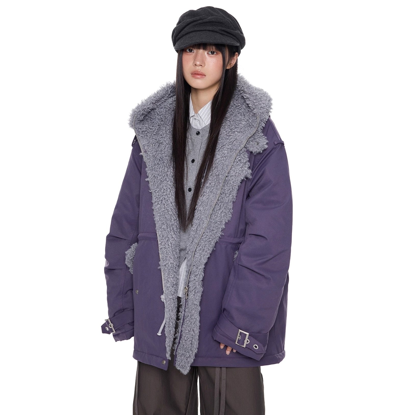 Furry Hooded Work Jacket EZ275