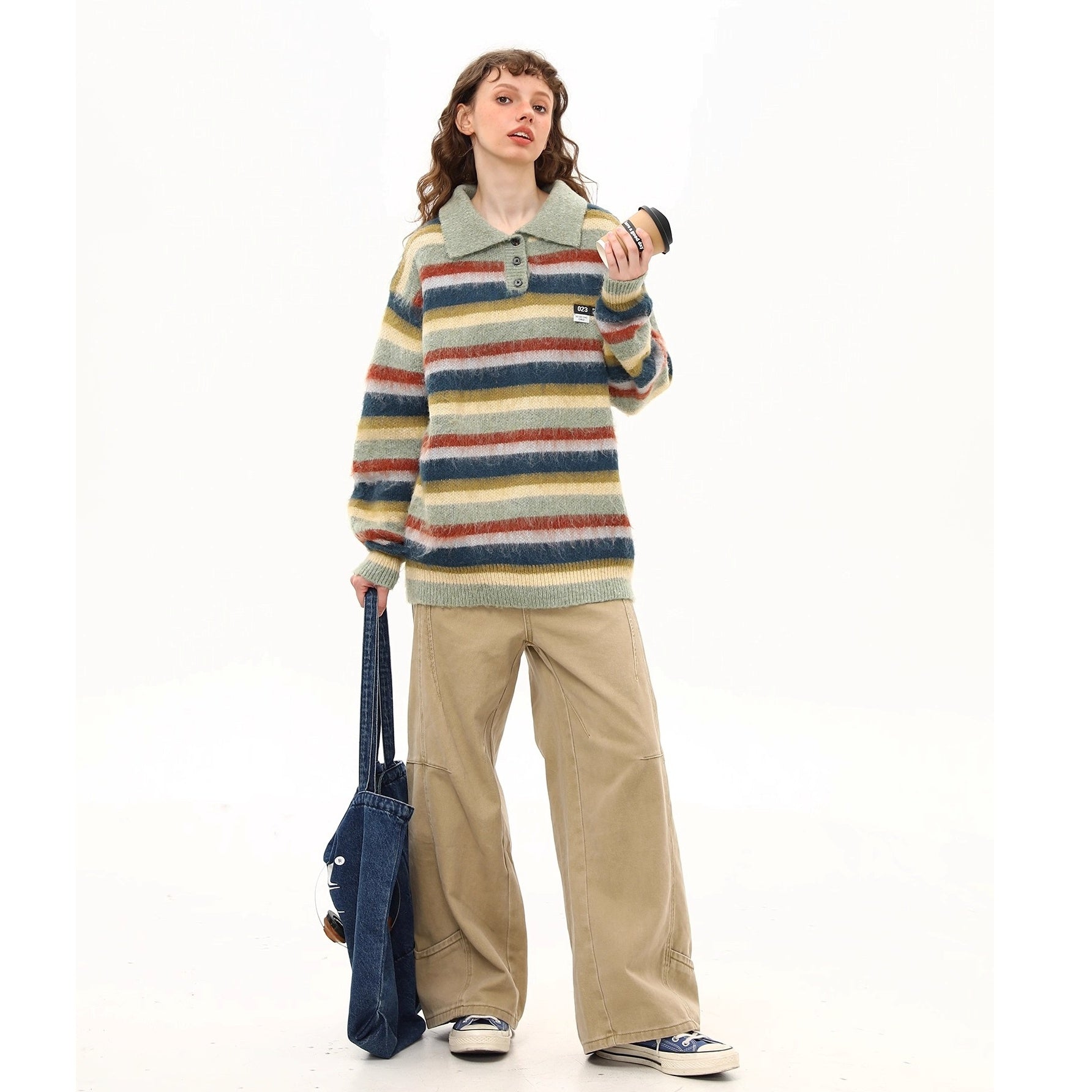 Polo Collar Multi Border Sweater MW10252