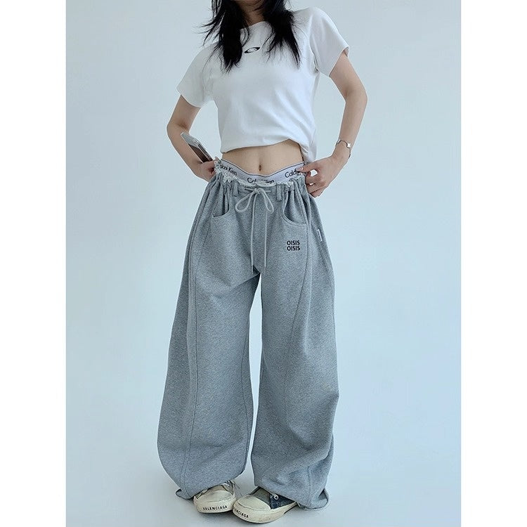 Raw Edge Wide-leg Sweat Pants OS2052