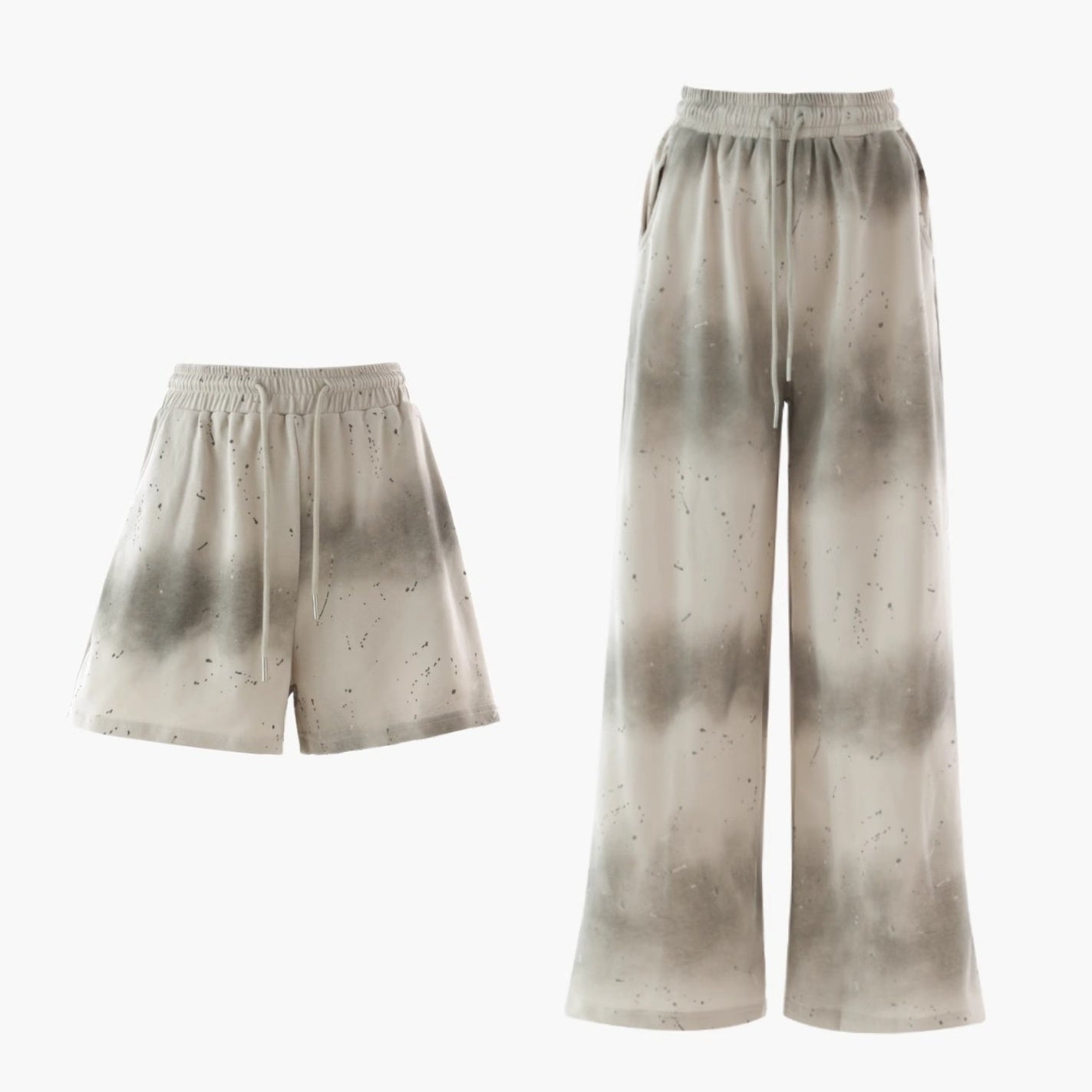 【上下別売り】2Length Rhinestone Tie-Dye T-Shirt & Loose Sweatpants Set-up AC7114