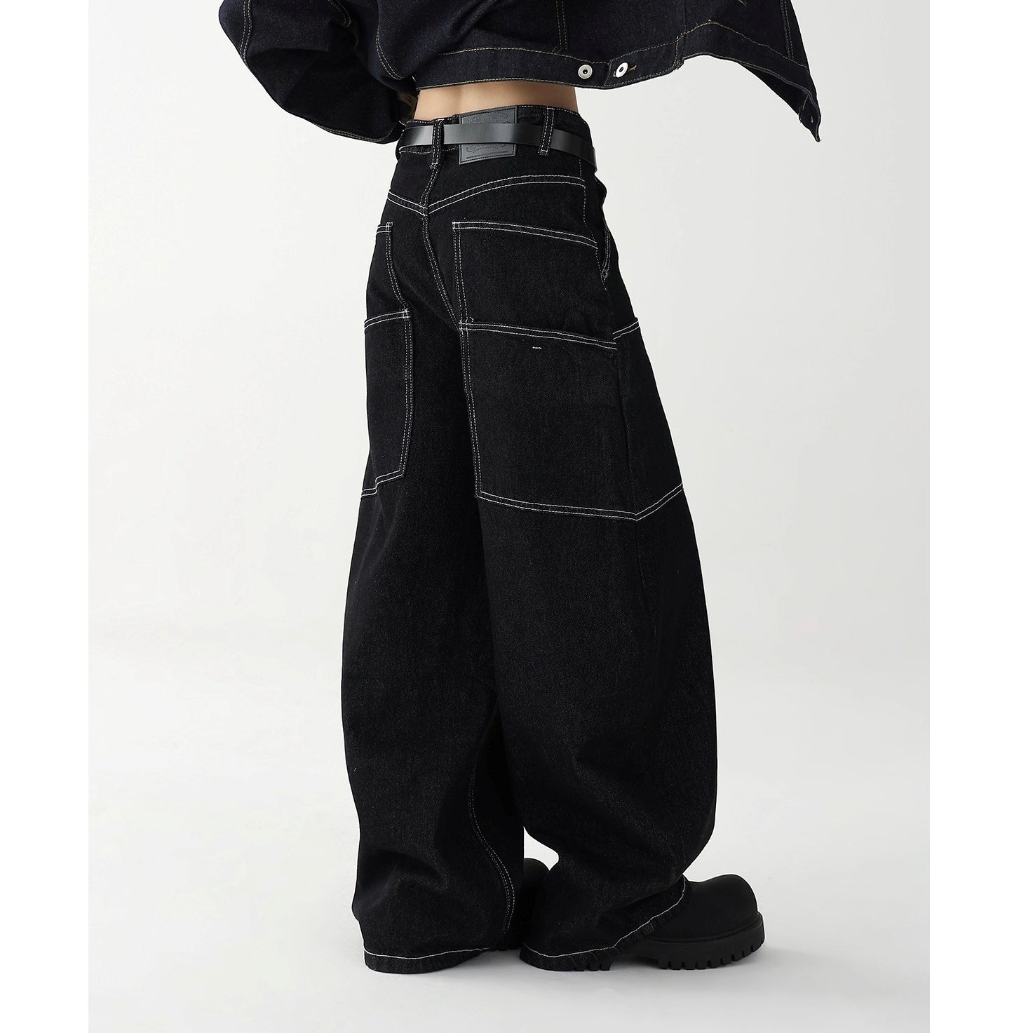 Contrast Stitch Loose Curve Jeans AC7158