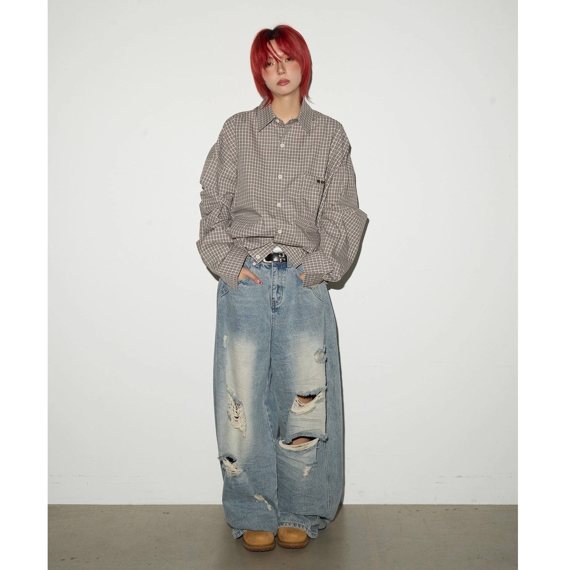 Retro Plaid Cropped Shirt Jacket MN9005