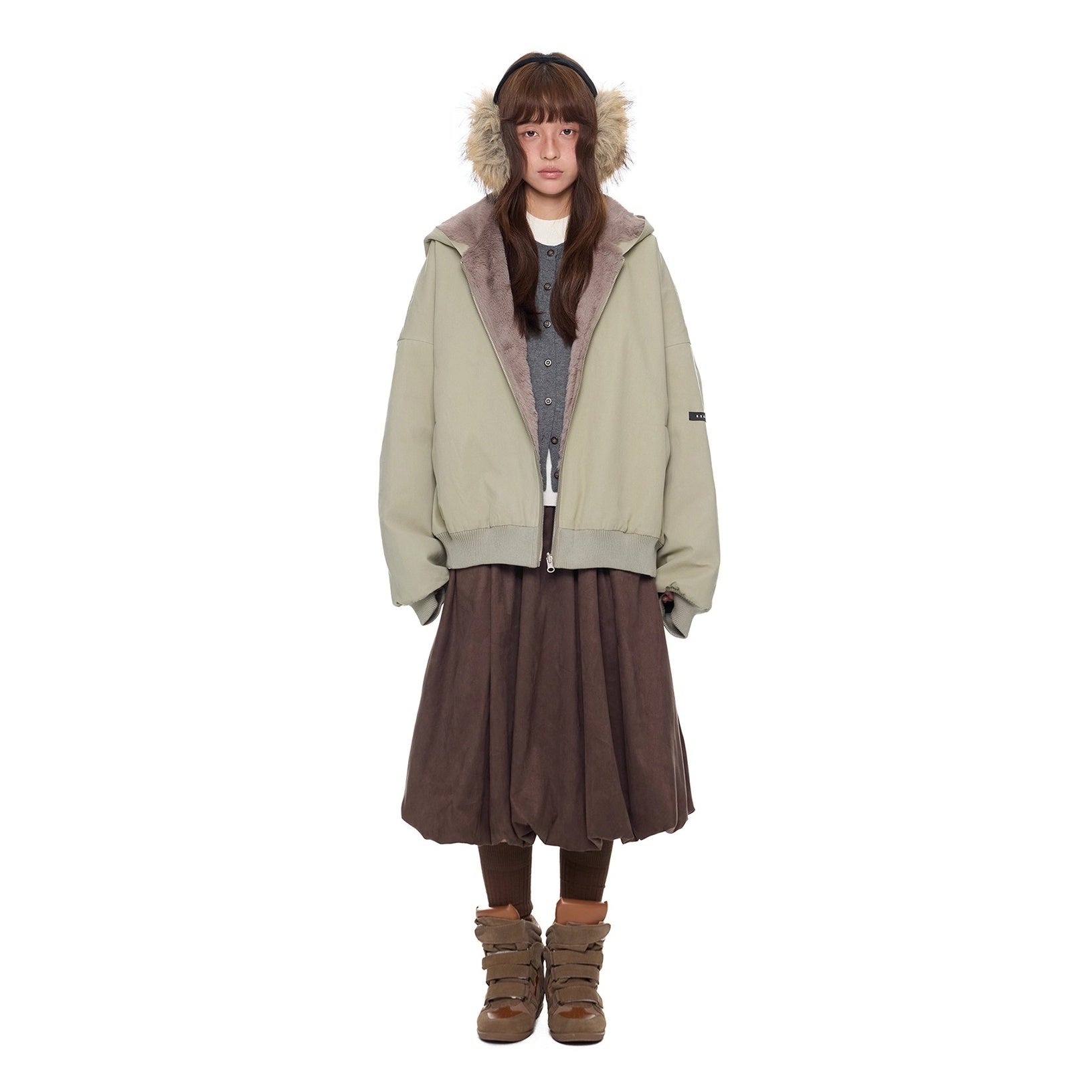 Imitation Fur Casual Hooded Jacket EZ244