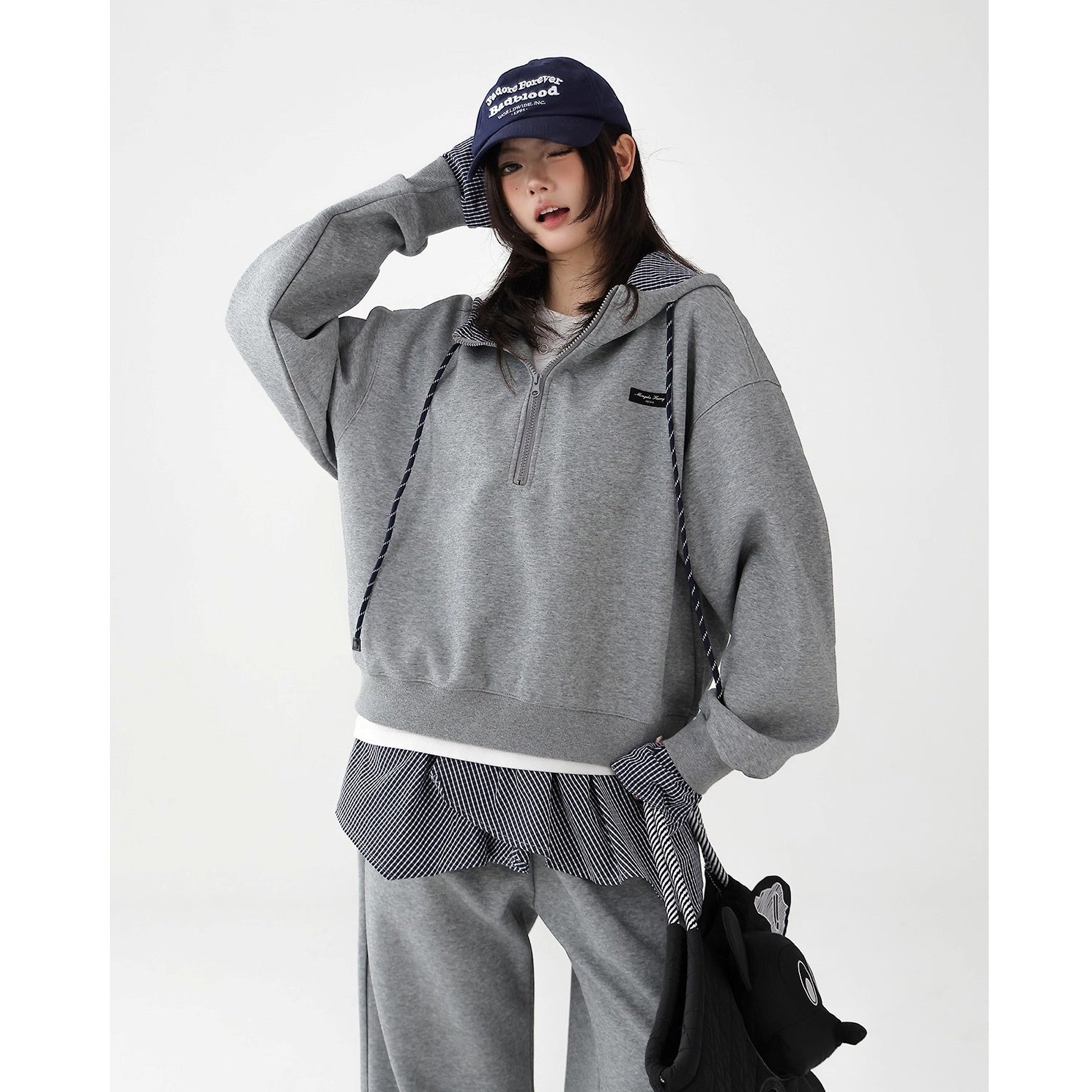 【上下別売り】Shirt Stitch Hoodie & Wide-Leg Sweat Pants Set-up AC7161