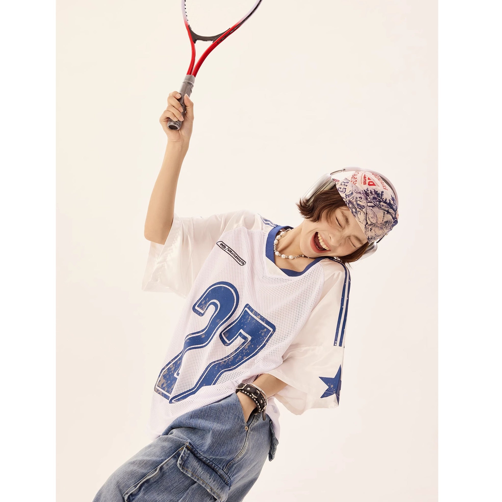 Number Print Mesh T-shirt MW10198
