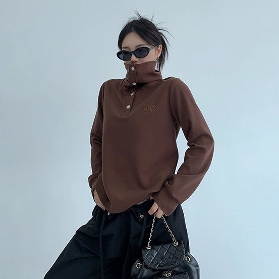 2Way High-Neck Slim Long Sleeve Cutsew OS2038