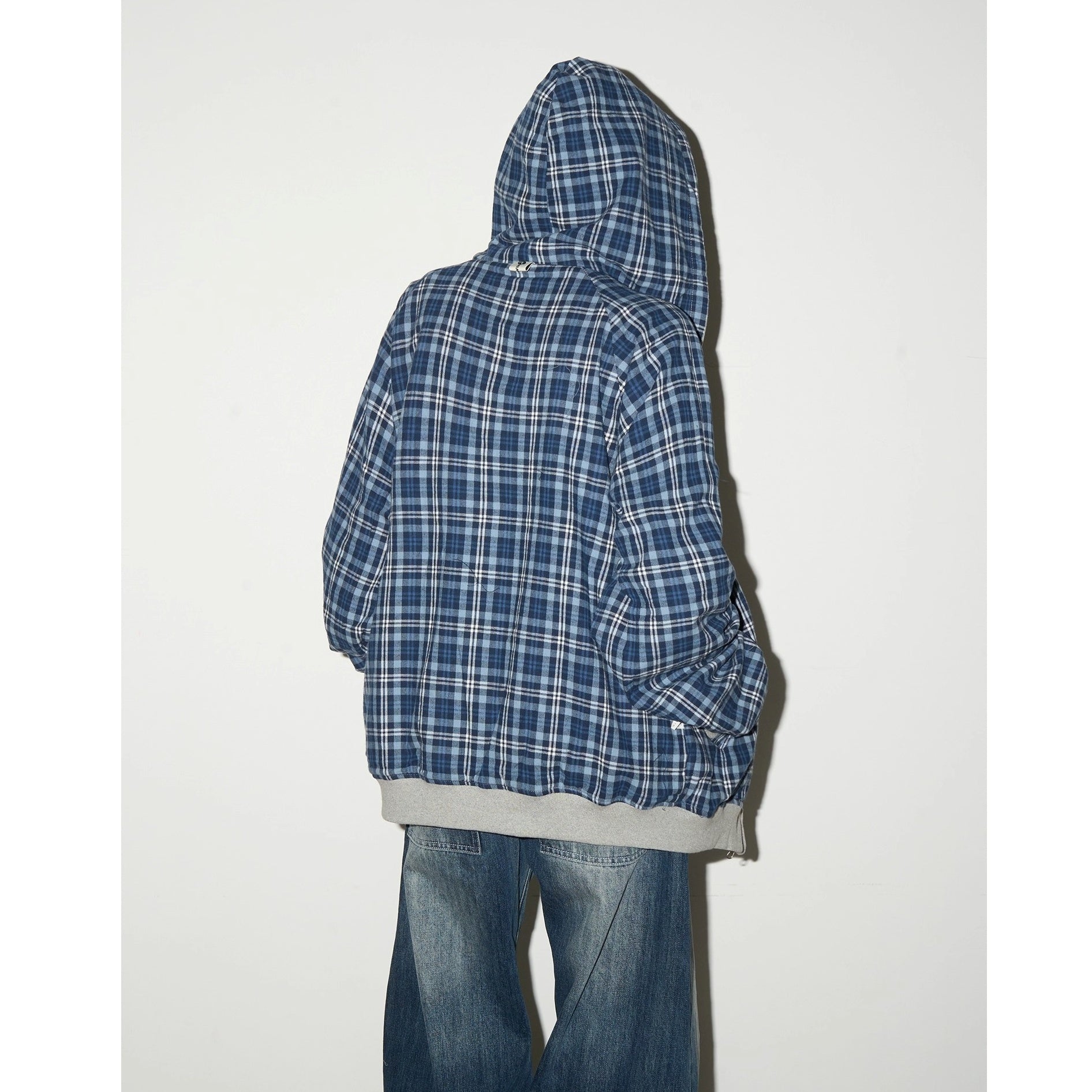 Reversible Plaid Hooded Sweat Jacket MN9040