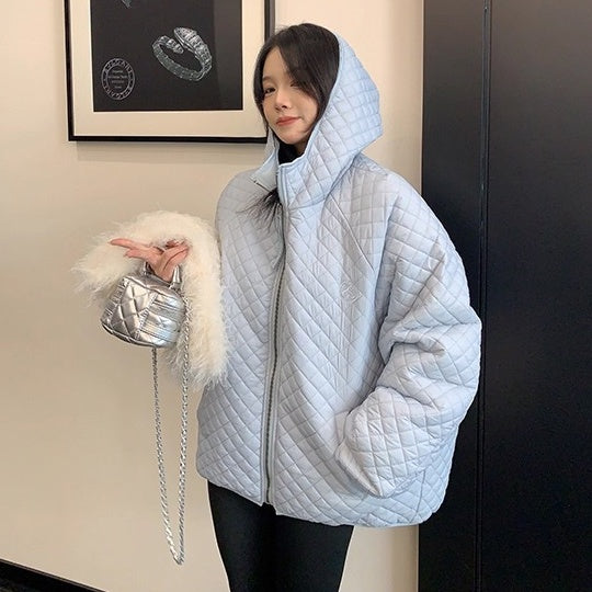 Diamond Lattice Quilting Light Hooded Down Jacket OS2076