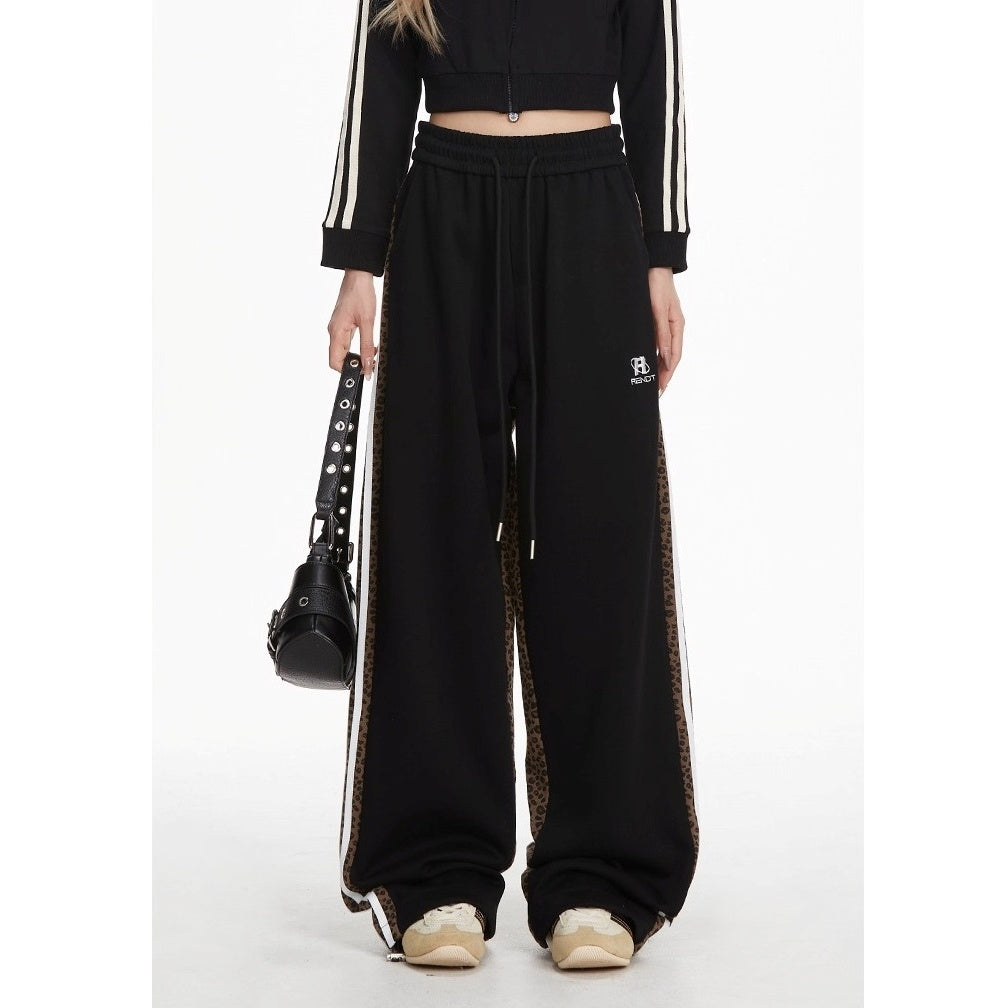 Side Line Leopard Print Panel Sweat Pants MW10280