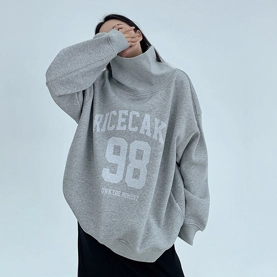 Turtleneck Number Logo Oversize Sweat OS2069