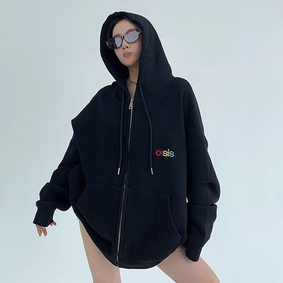 Loose Logo Embroidered Hooded Jacket OS2037