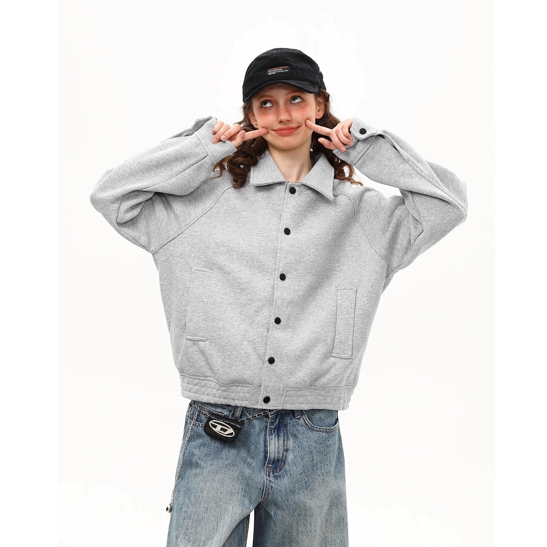 Square Collar Button-down Sweat Jacket MW10262