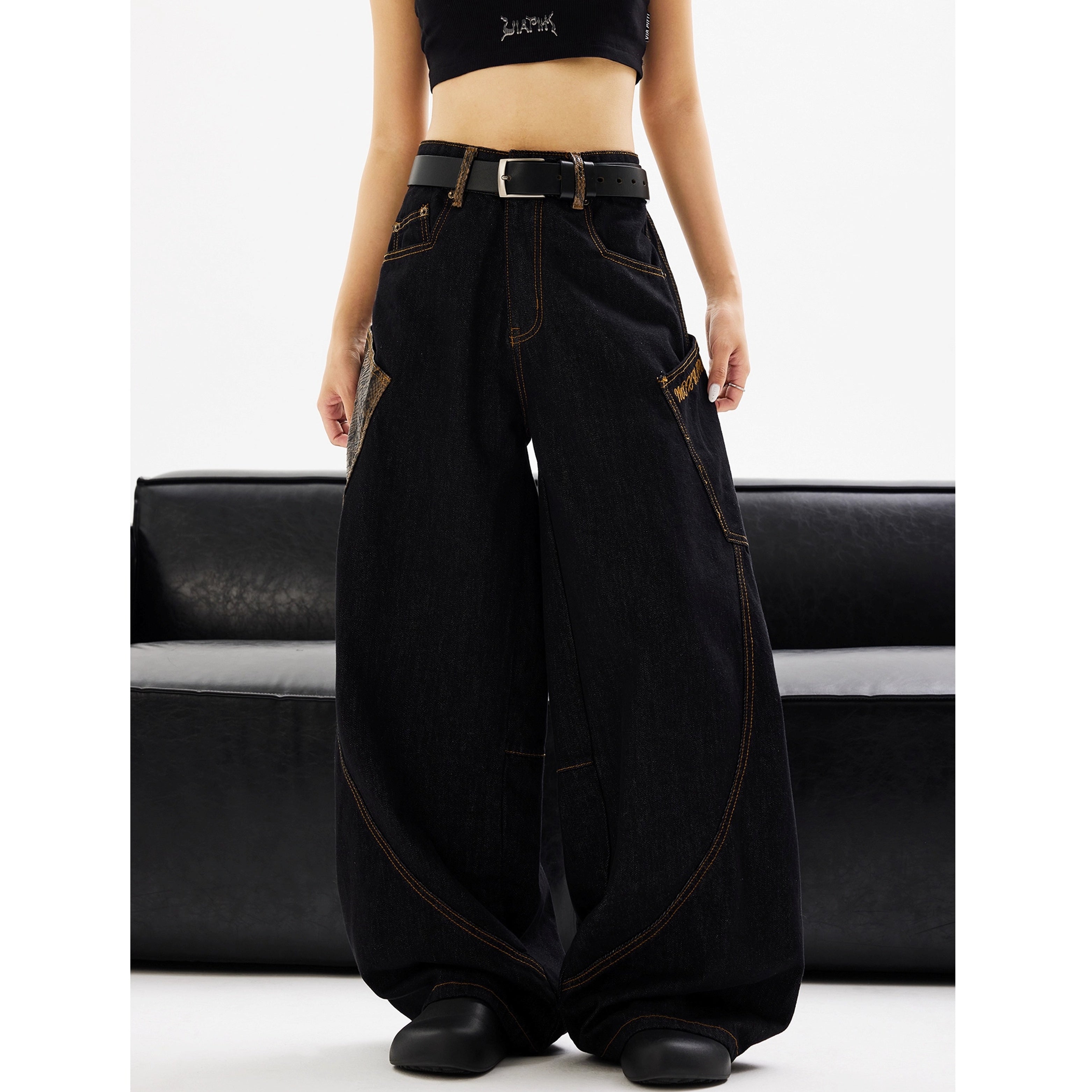 Python Skin Pockets Scimitar Jeans MW10219