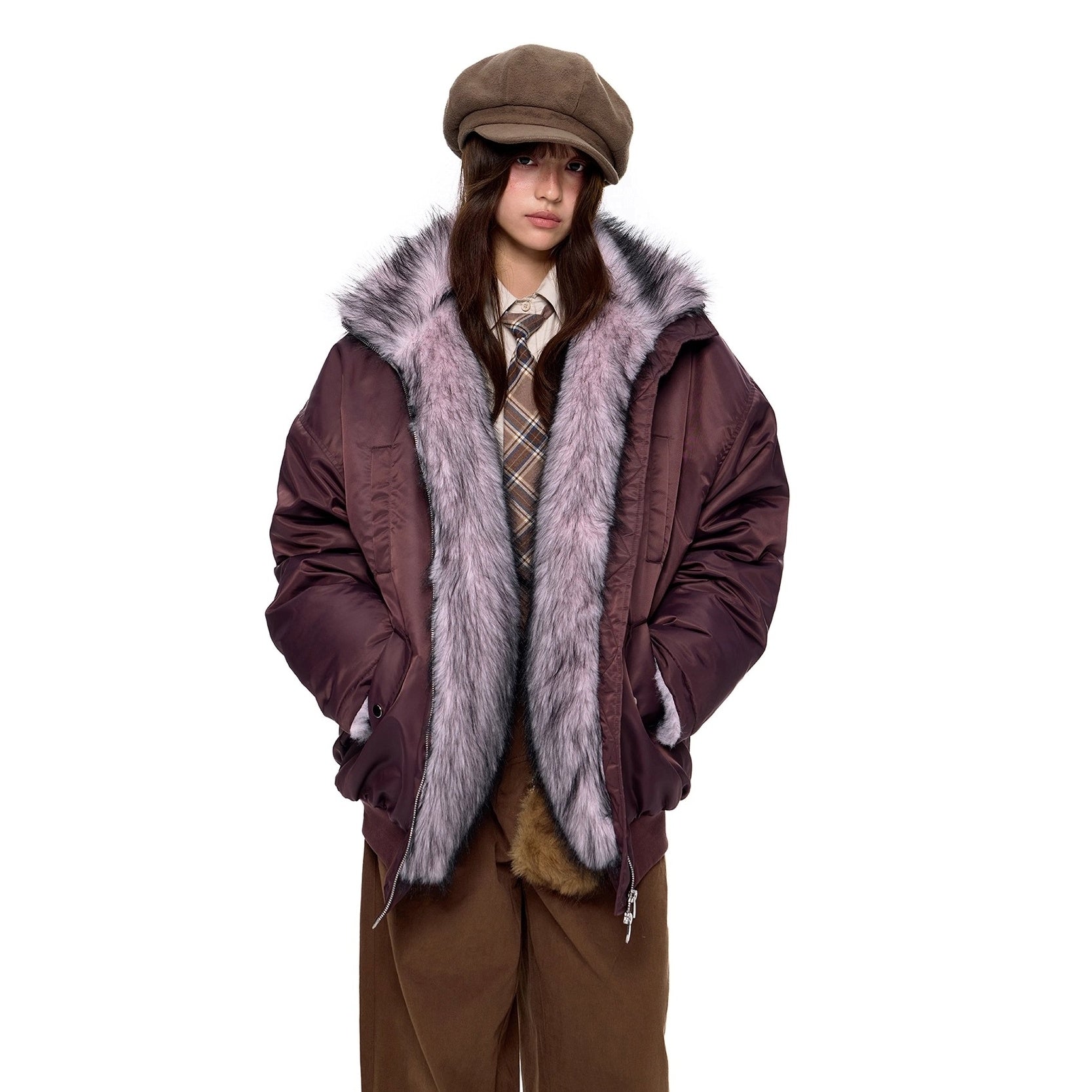 Fluffy Liner Casual Zip Jacket EZ287