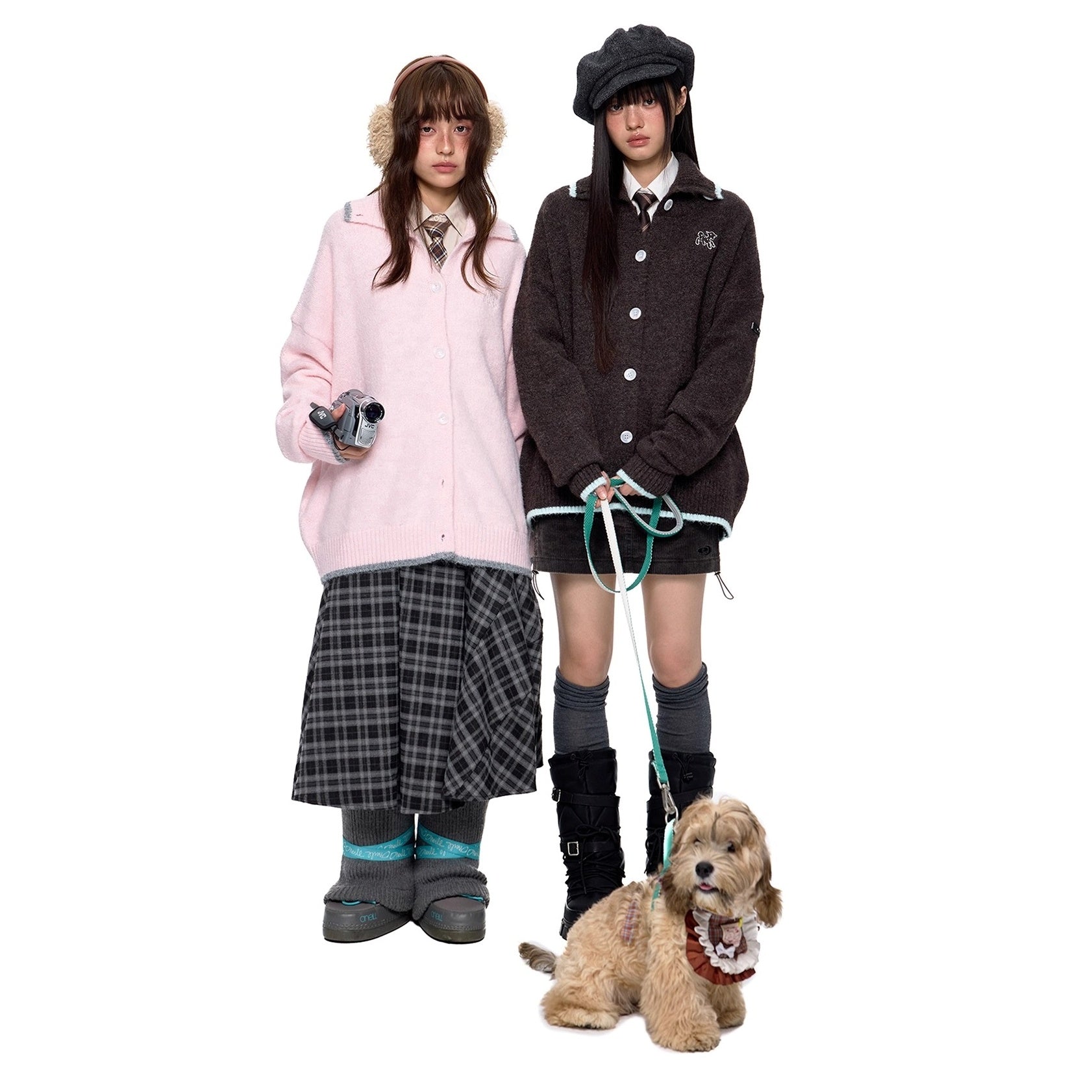 Puppy Embroidered Lapel Knit Cardigan EZ258