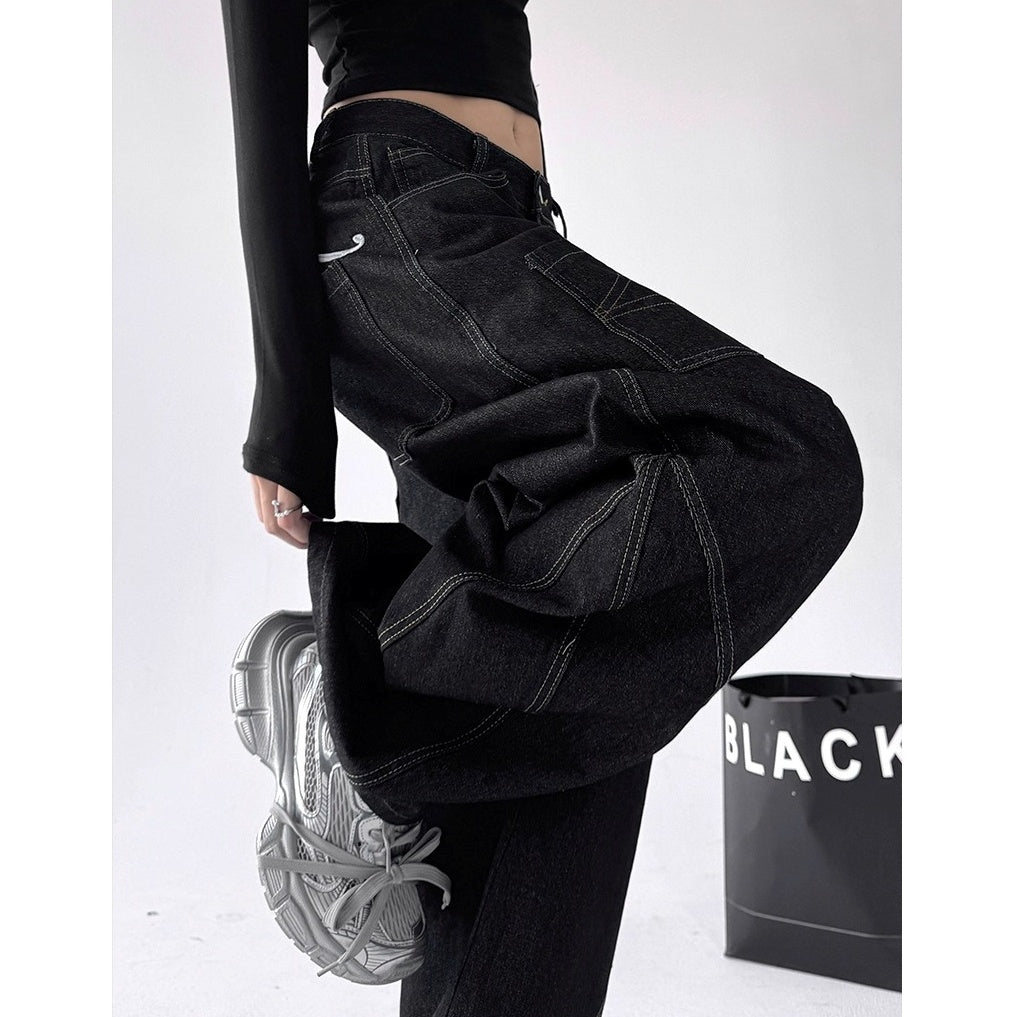 Graffiti Back Print Loose Curve Jeans MW10228