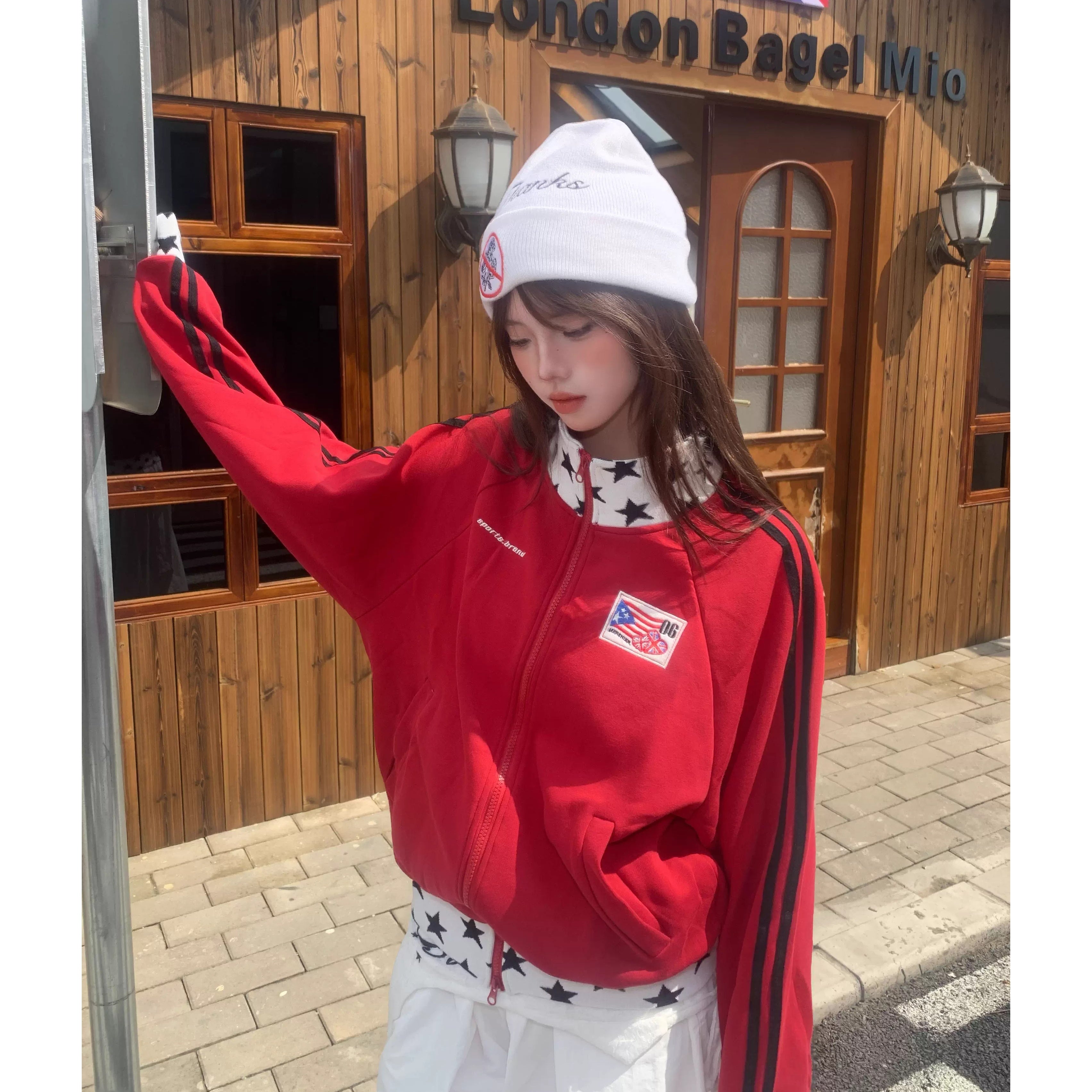 Contrast Patchwork Stand Collar Jersey Jacket MW10271