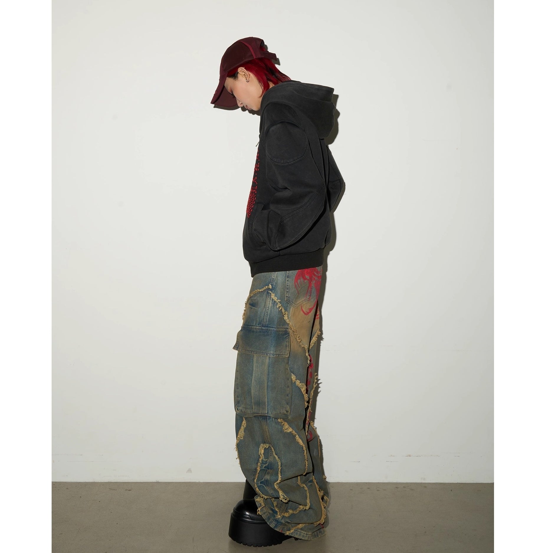 Embroidery Patch Washed Hooded Parka MN9050