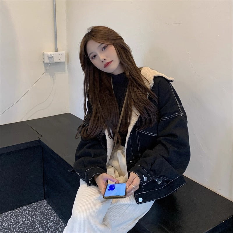 Fur Collar Loose Denim Jacket MW10296