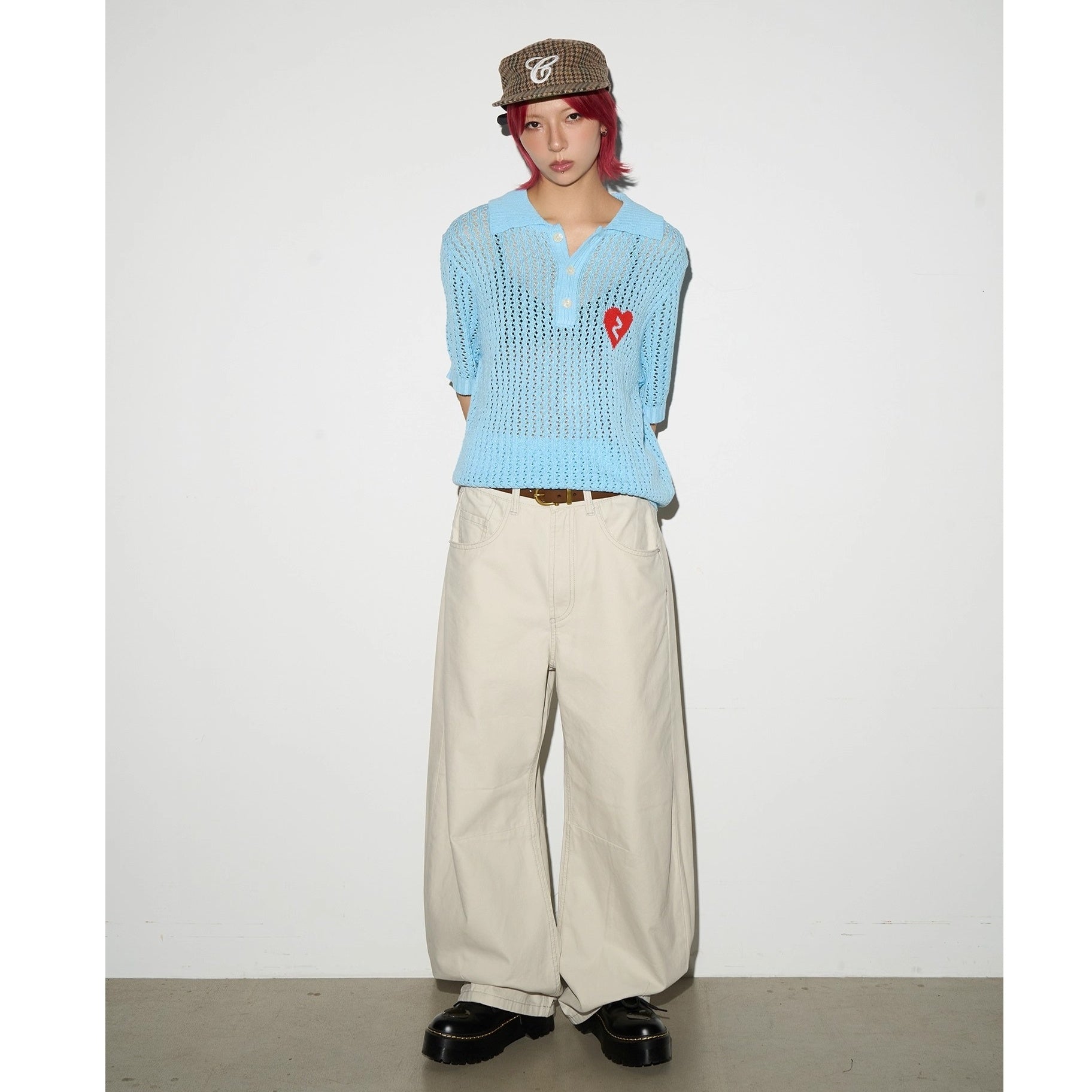 Breathable Cutout Knitting Polo Shirt MN9012