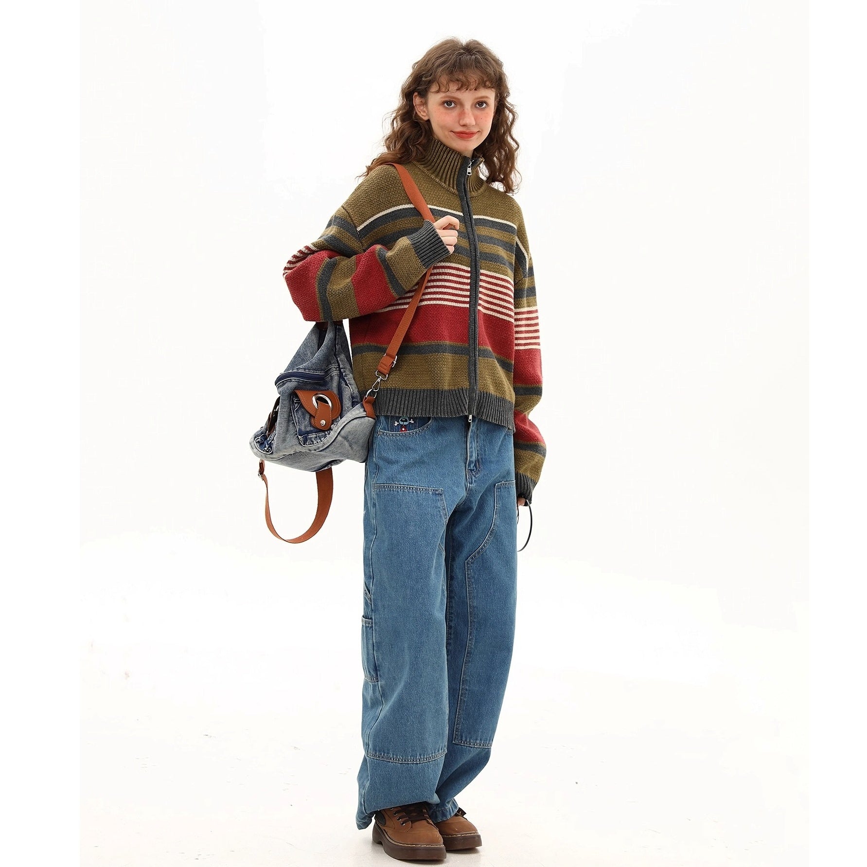 Retro Border Stand Collar Knit Jacket MW10266