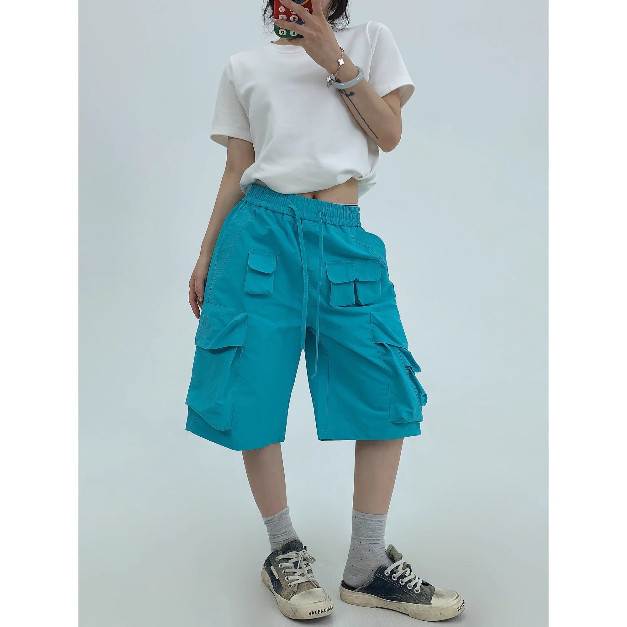Embroidery Loose Half Cargo Pants MW10173