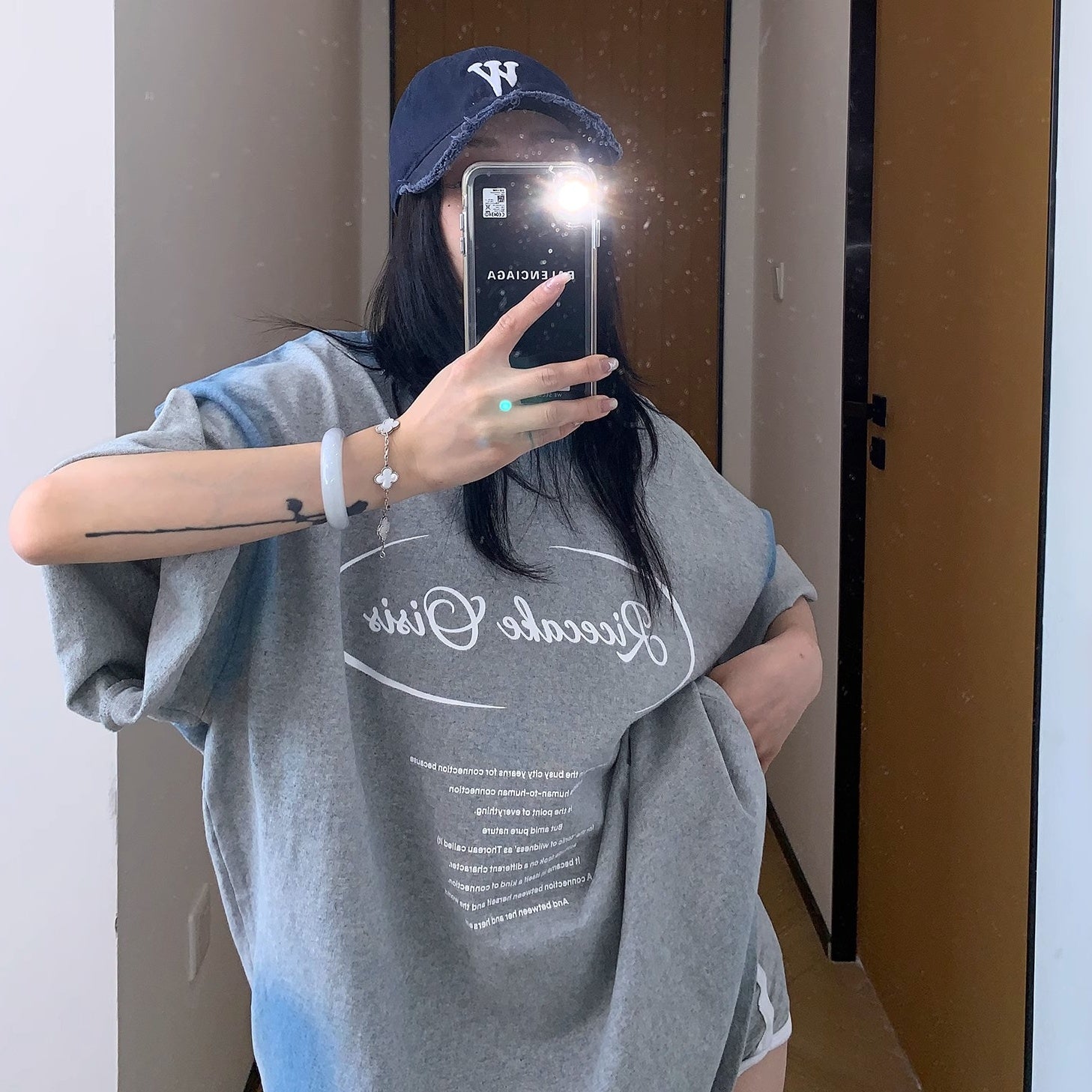 Spray Letters Print OverSize T-Shirt MW10177