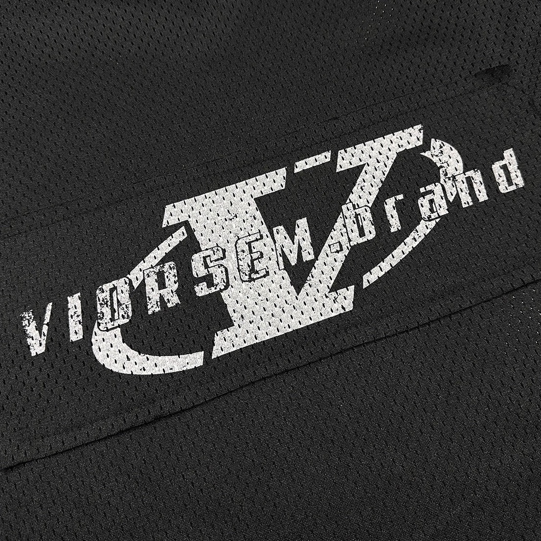 Letter Print V-Neck Mesh Long Sleeve T-Shirt MW10255