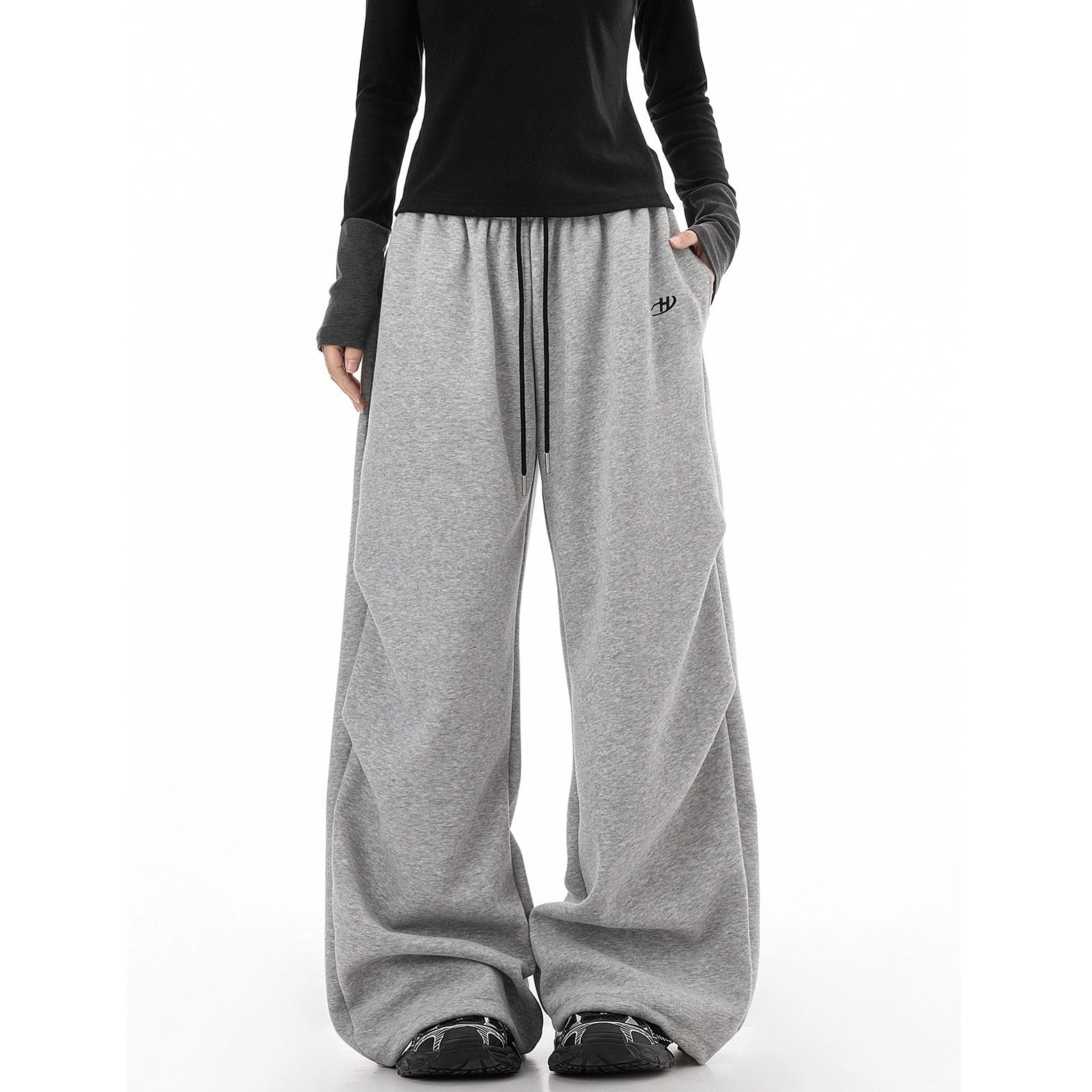 Tuck Drape Wide-leg Sweat Pants IC9116