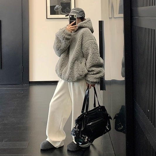 Loose Hooded Boa Jacket OS2072