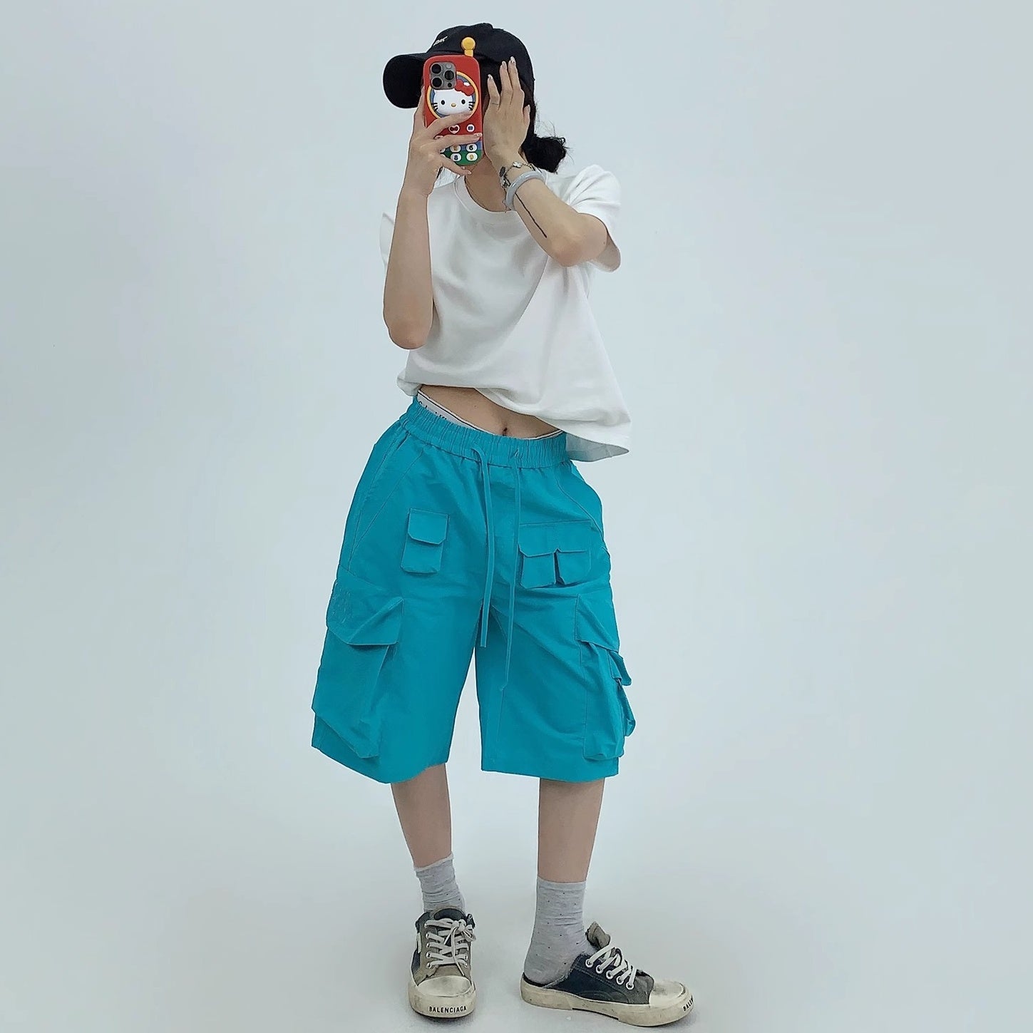 Embroidery Loose Half Cargo Pants MW10173