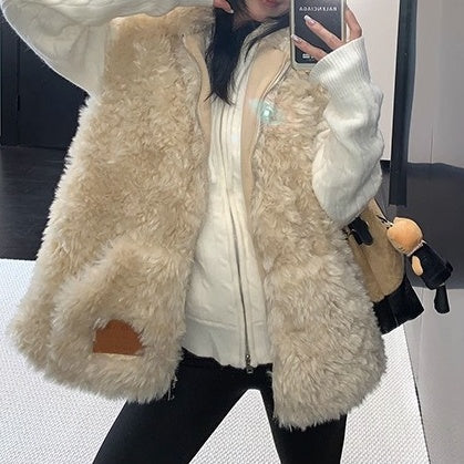 Fur Touch Loose Hooded Vest OS2063