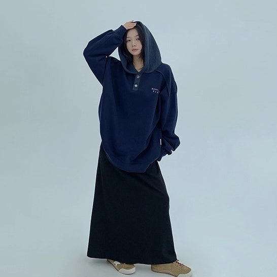 Knit Patchwork Design Oversize Hoodie OS2066