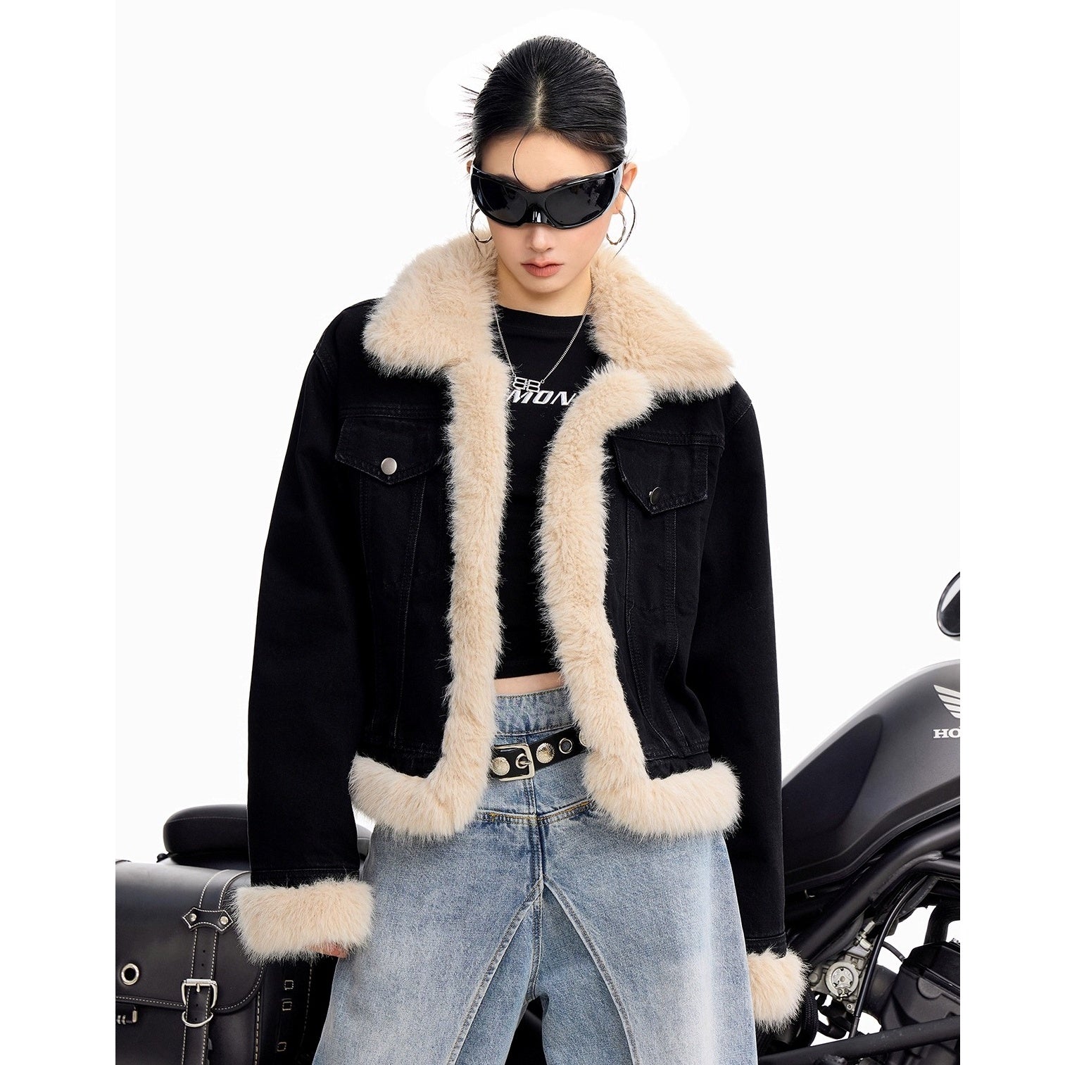 Fur Collar Denim Jacket IC9121