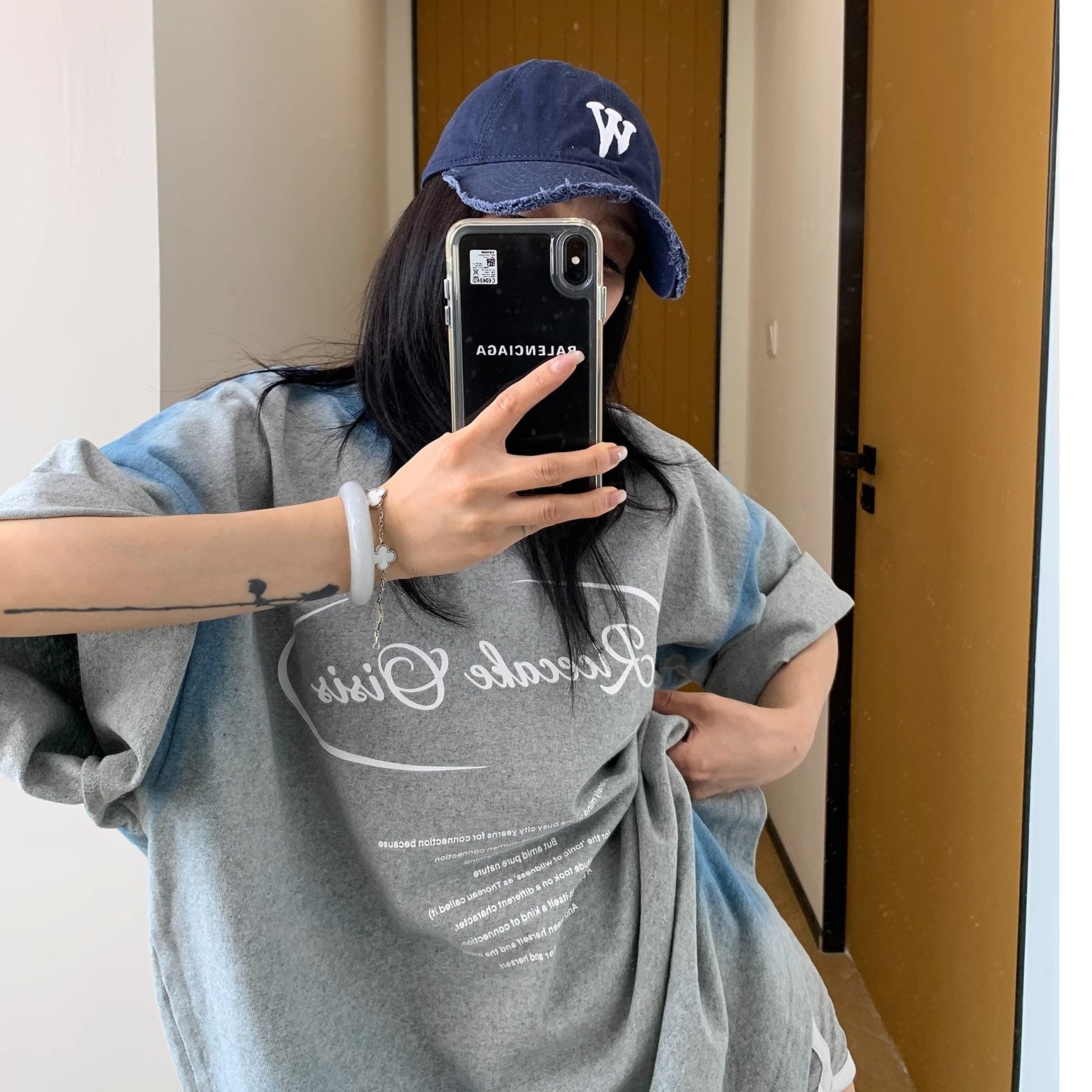 Spray Letters Print OverSize T-Shirt MW10177