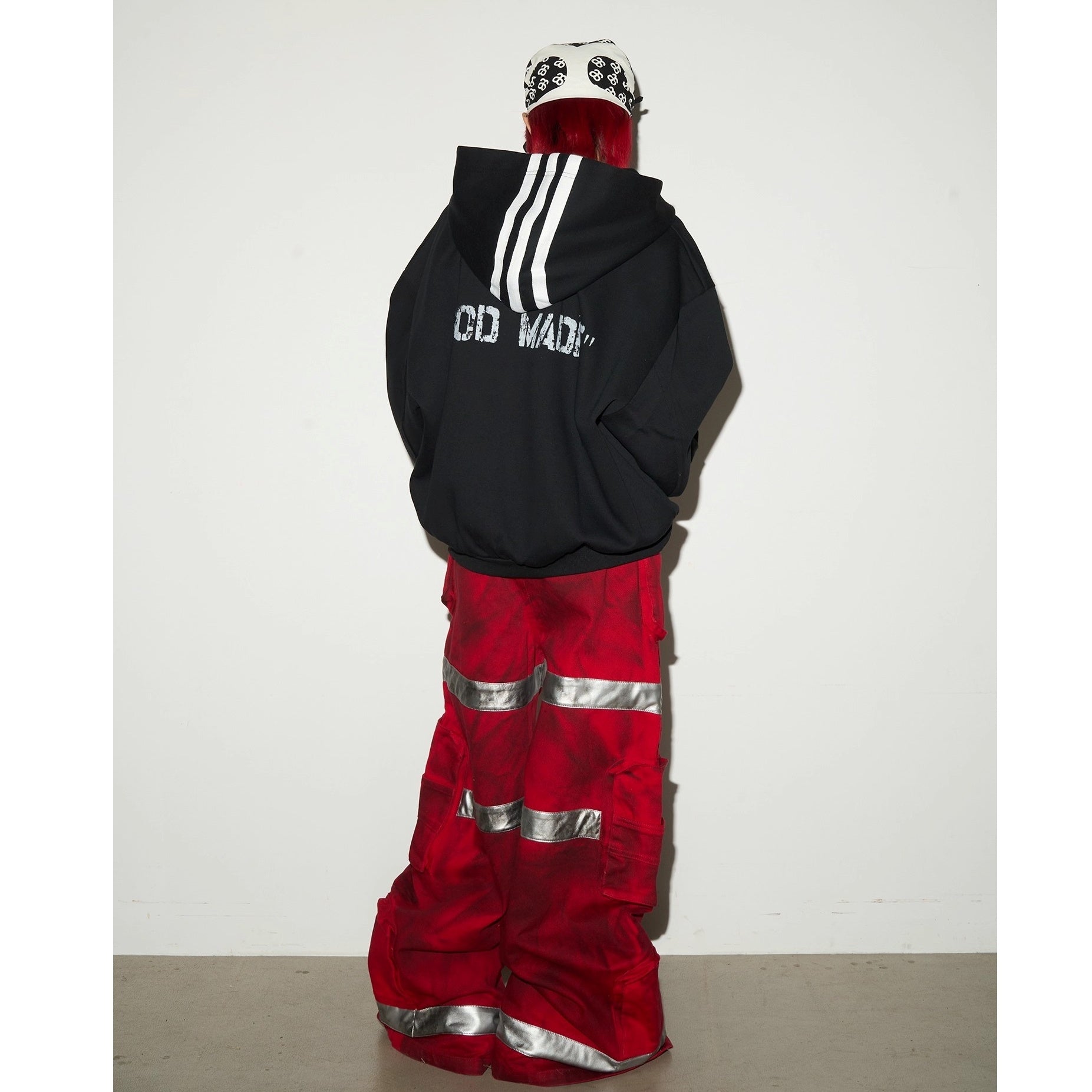 Dark Stained Dyeing Color-blocked Wide Fire Pants MN9029