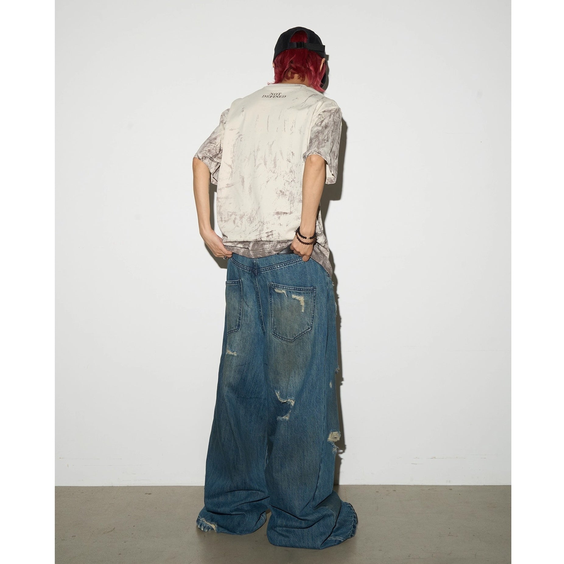 Letter Mottled Print T-shirt MN9008